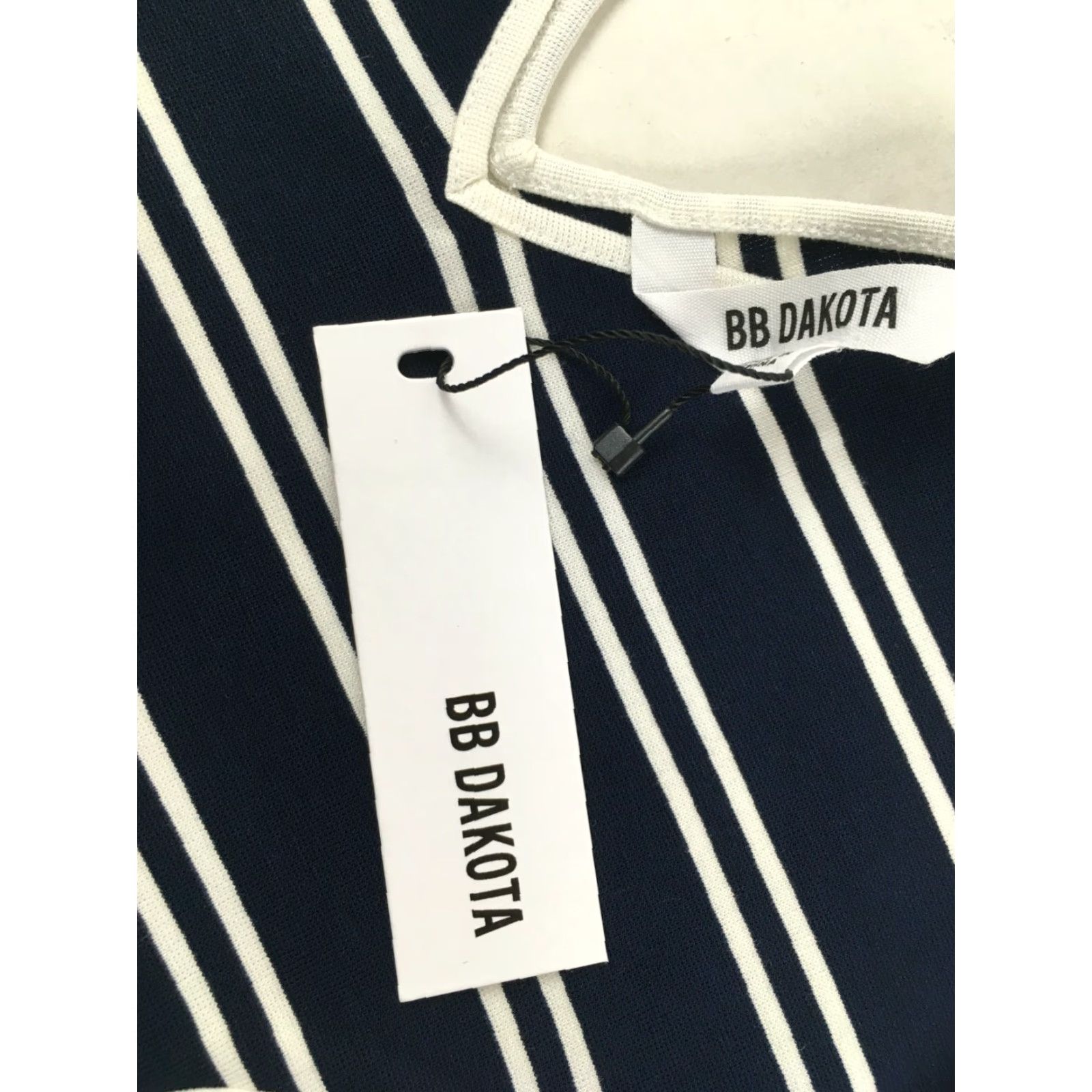 BB Dakota BB Dakota Bodysuit Women's S Navy Blue & White Striped Cut-out on the Side One Piece Womens XS? Size S / US 4 / IT 40 - 6 Thumbnail