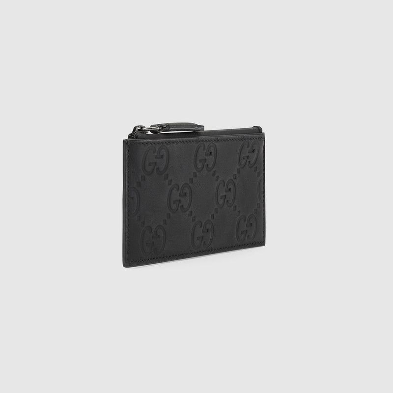 Gucci oc11z1225 Size: OS / GG Rubber Effect Zip Card Case Black Size ONE SIZE - 3 Thumbnail