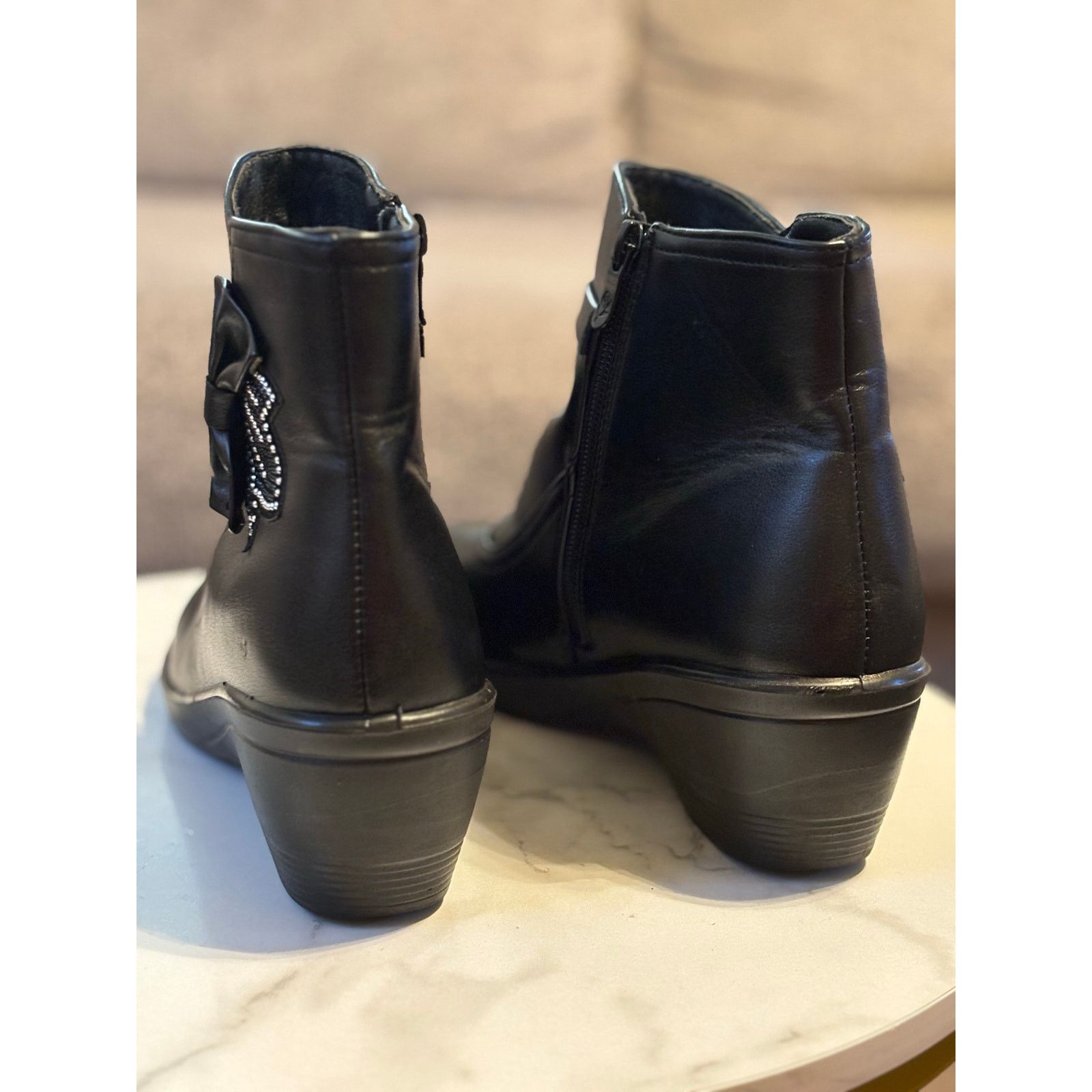The Unbranded Brand Black Rhinestones Bow Booties Size 8.5 Size US 8.5 / IT 38.5 - 5 Thumbnail