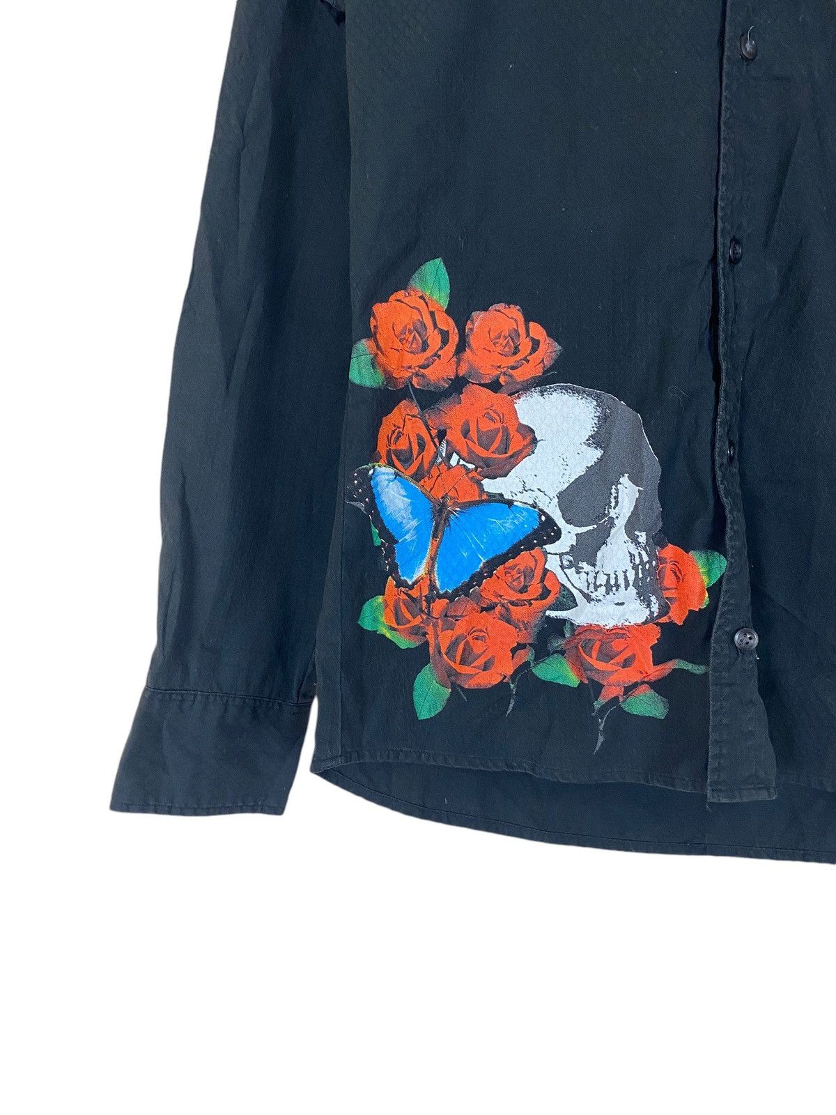 If Six Was Nine × Tornado Mart Japanese Brand Tornado Mart Rose and Skull Design LS Shirt Size M / US 6-8 / IT 42-44 - 5 Thumbnail