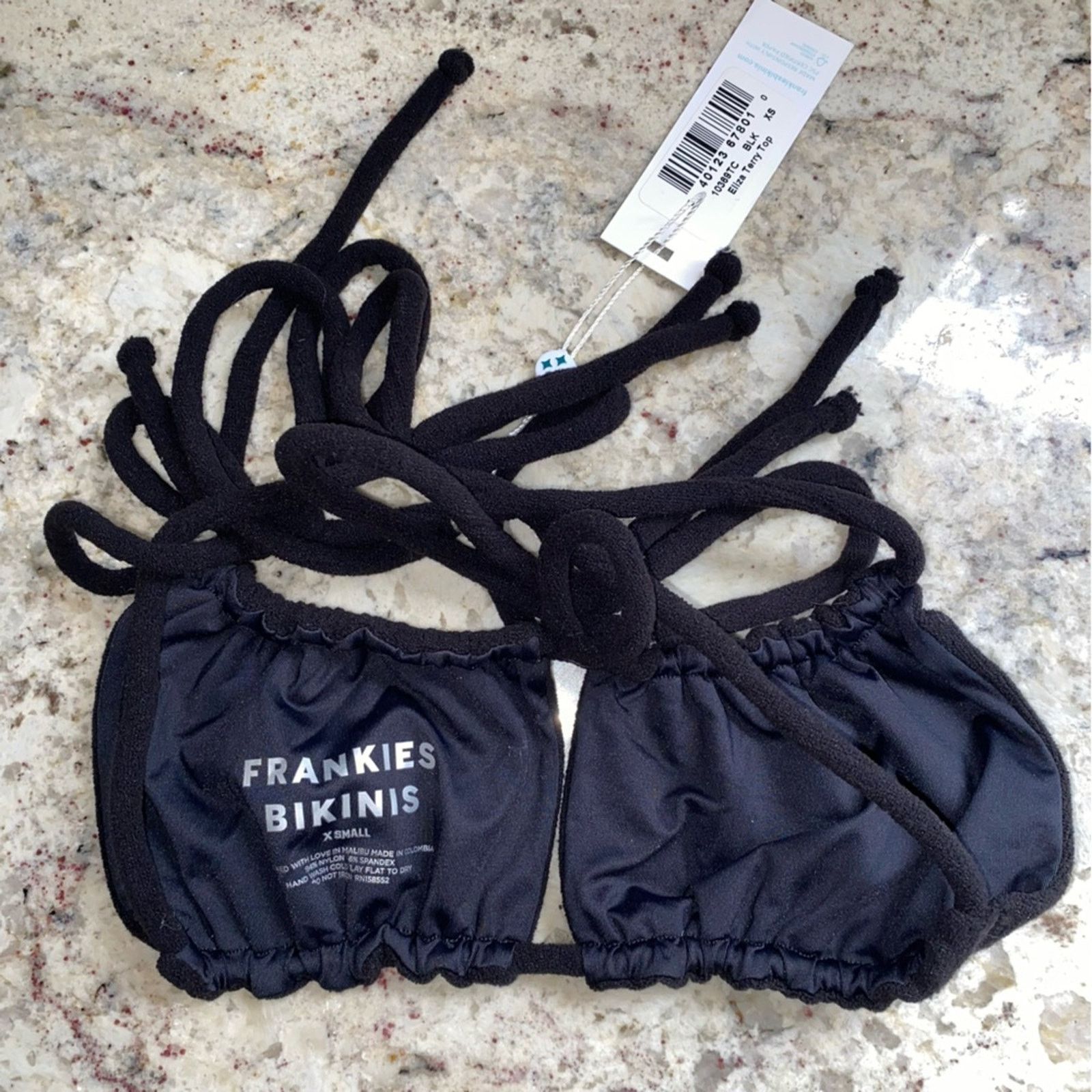 Frankie Shop NEW Frankie's Bikinis Eliza Terry Bikini Top Blk XS NWT Size XS / US 0-2 / IT 36-38 - 4 Thumbnail