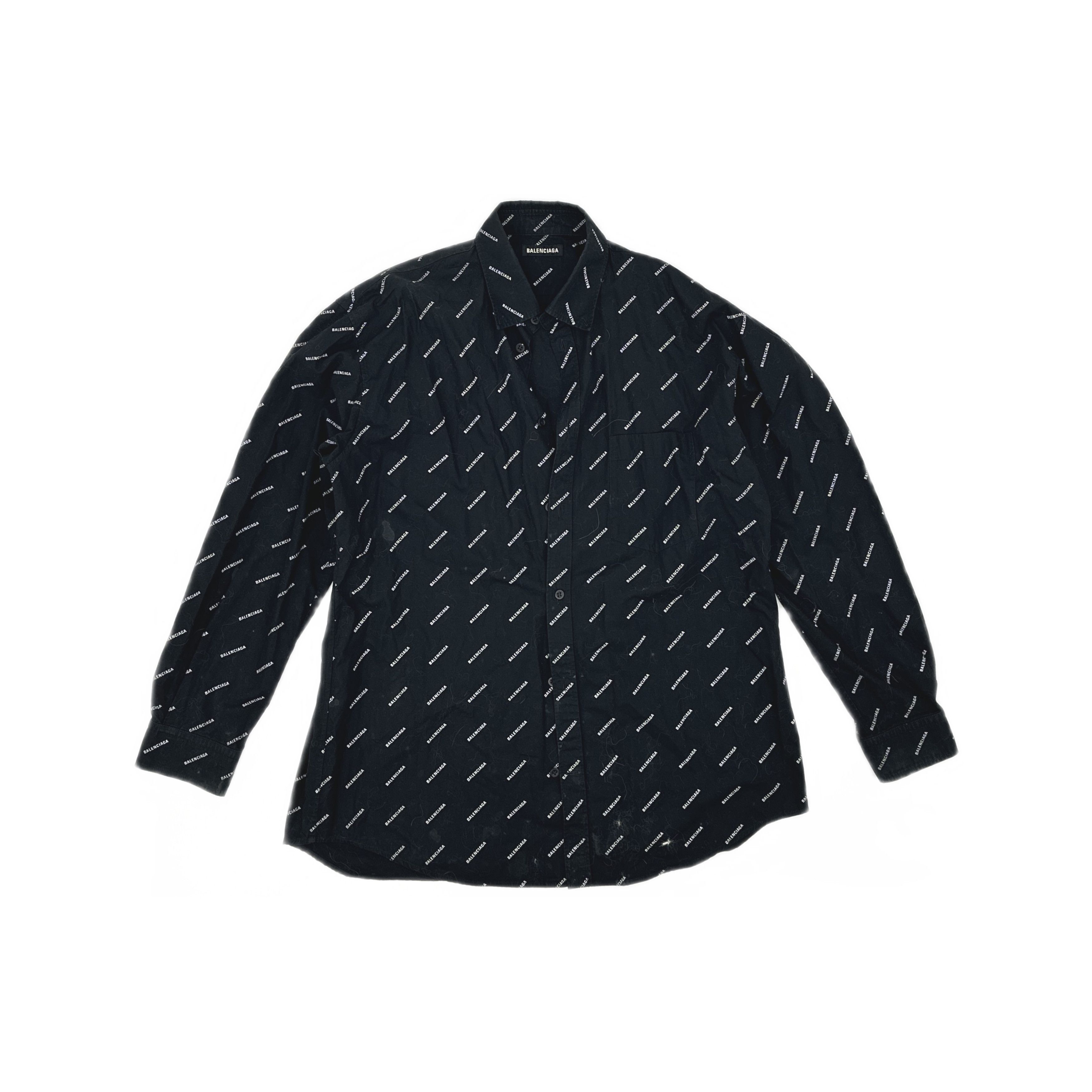Balenciaga Balenciaga All Over Logo Print Shirt Size 38 Size US S / EU 44-46 / 1 - 1 Thumbnail