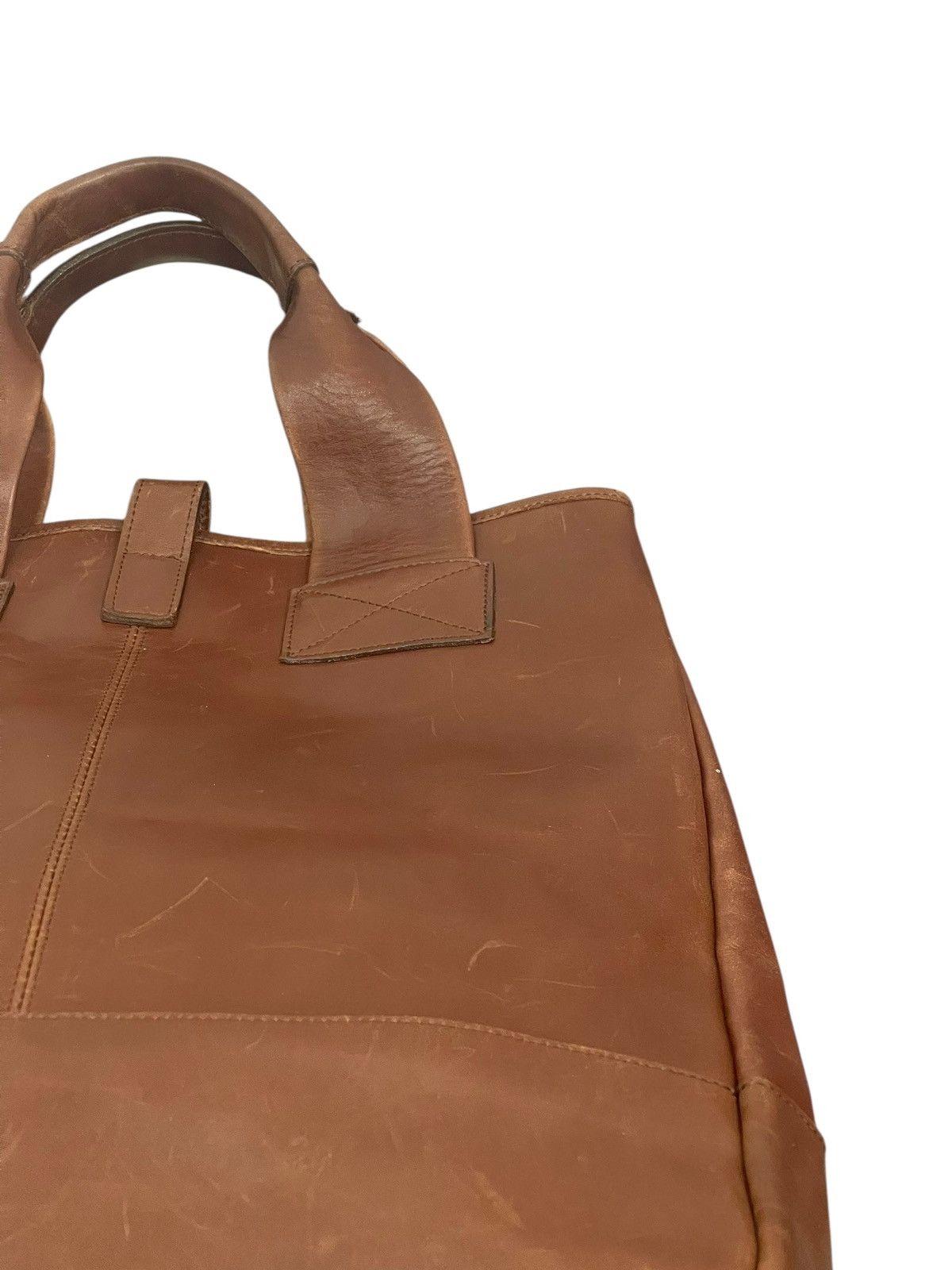 Leather Full Leather Patina Vtg Message Japan Tote Bag 2🟩1 Size ONE SIZE - 15 Thumbnail