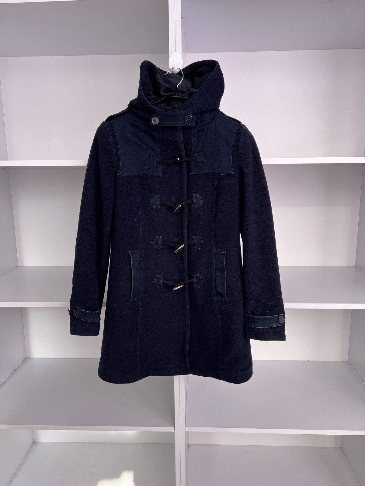 Emporio Armani × Giorgio Armani × Vintage Vintage Armani Jeans Wool Hooded Women’s Coat Size M / US 6-8 / IT 42-44 - 1 Thumbnail