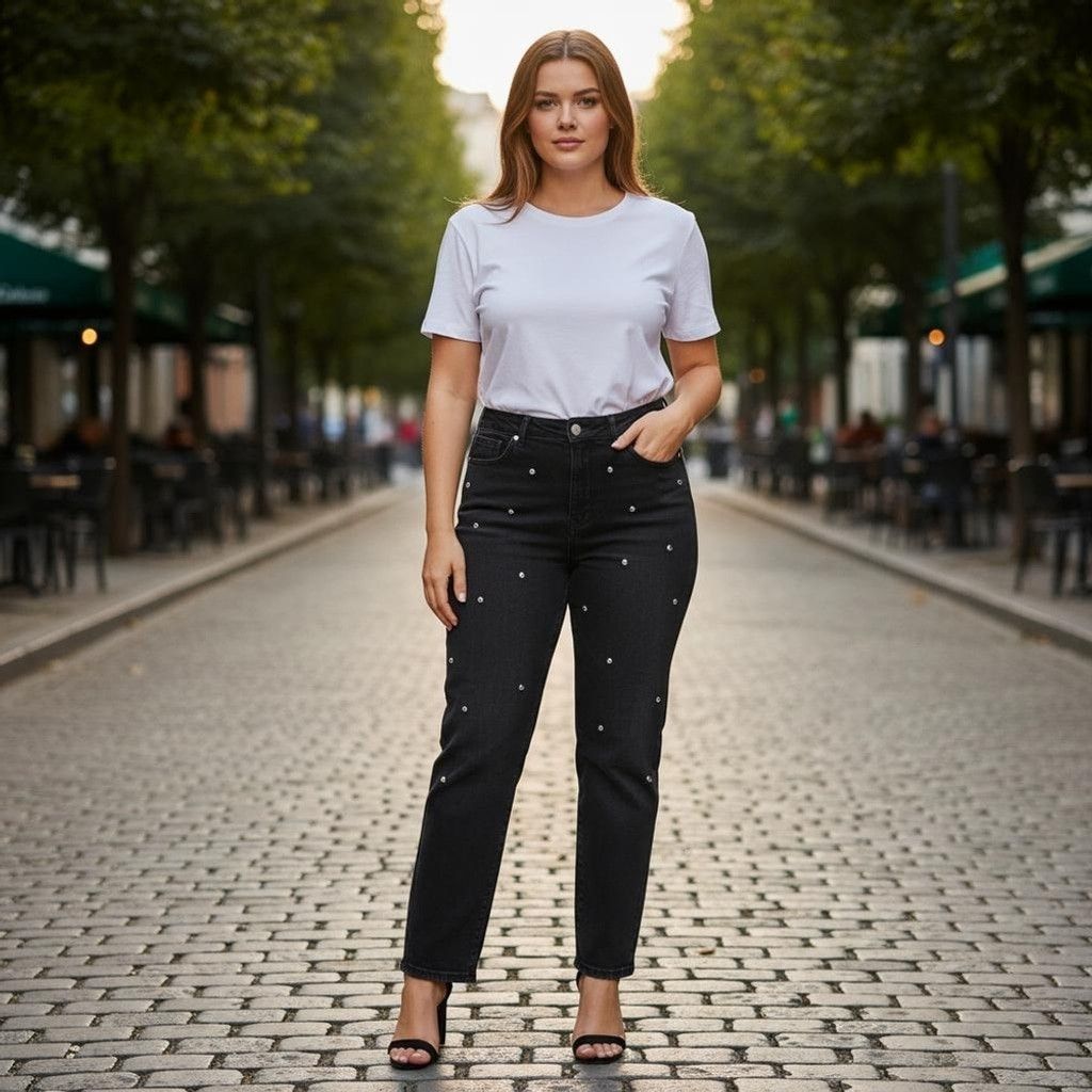 DL1961 DL1961 Mara Straight Ankle Studded Ocean Black Jeans Size 28 Size 28" / US 6 / IT 42 - 1 Thumbnail