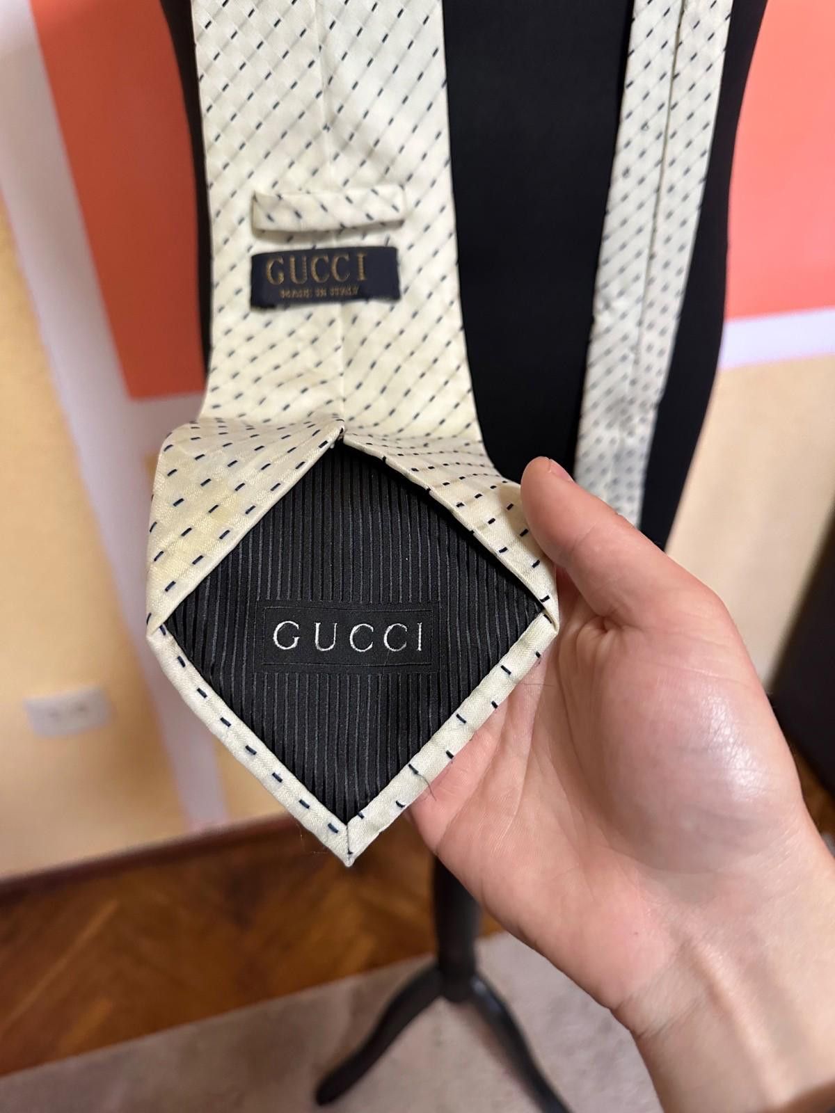 Gucci Gucci White Tie Silk Made In Italy Size ONE SIZE - 5 Thumbnail