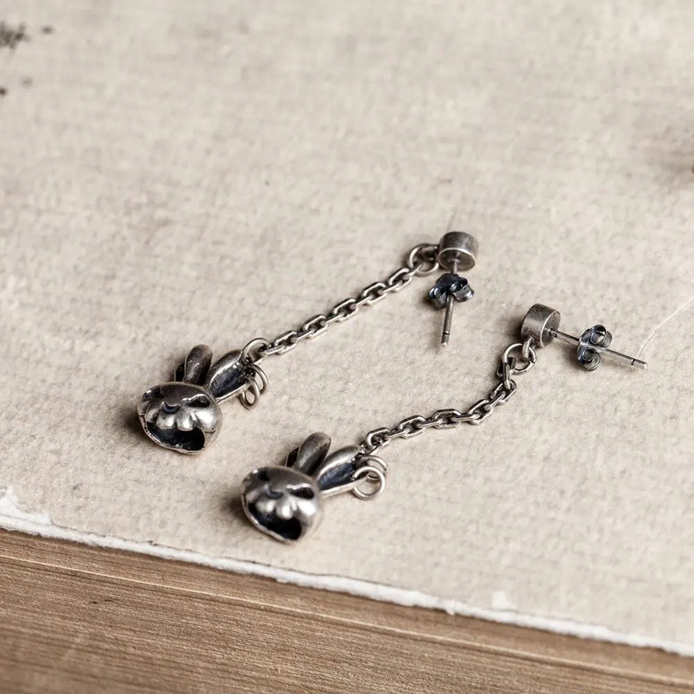 Jewelry Rabbit Skull Drop Earrings 925 Sterling Silver Ear Gift Size ONE SIZE - 5 Thumbnail