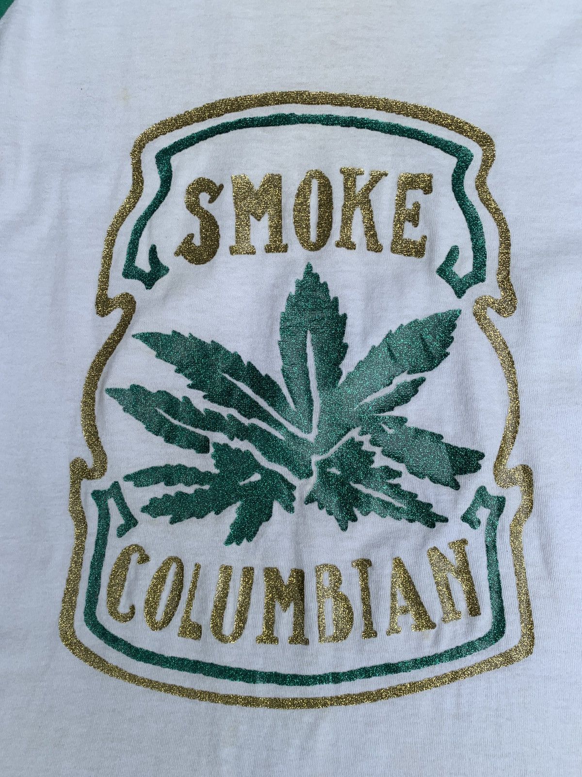 Vintage 1990s Smoke Columbian Weed Marijuan Buds Raglan Tee Size US M / EU 48-50 / 2 - 2 Thumbnail