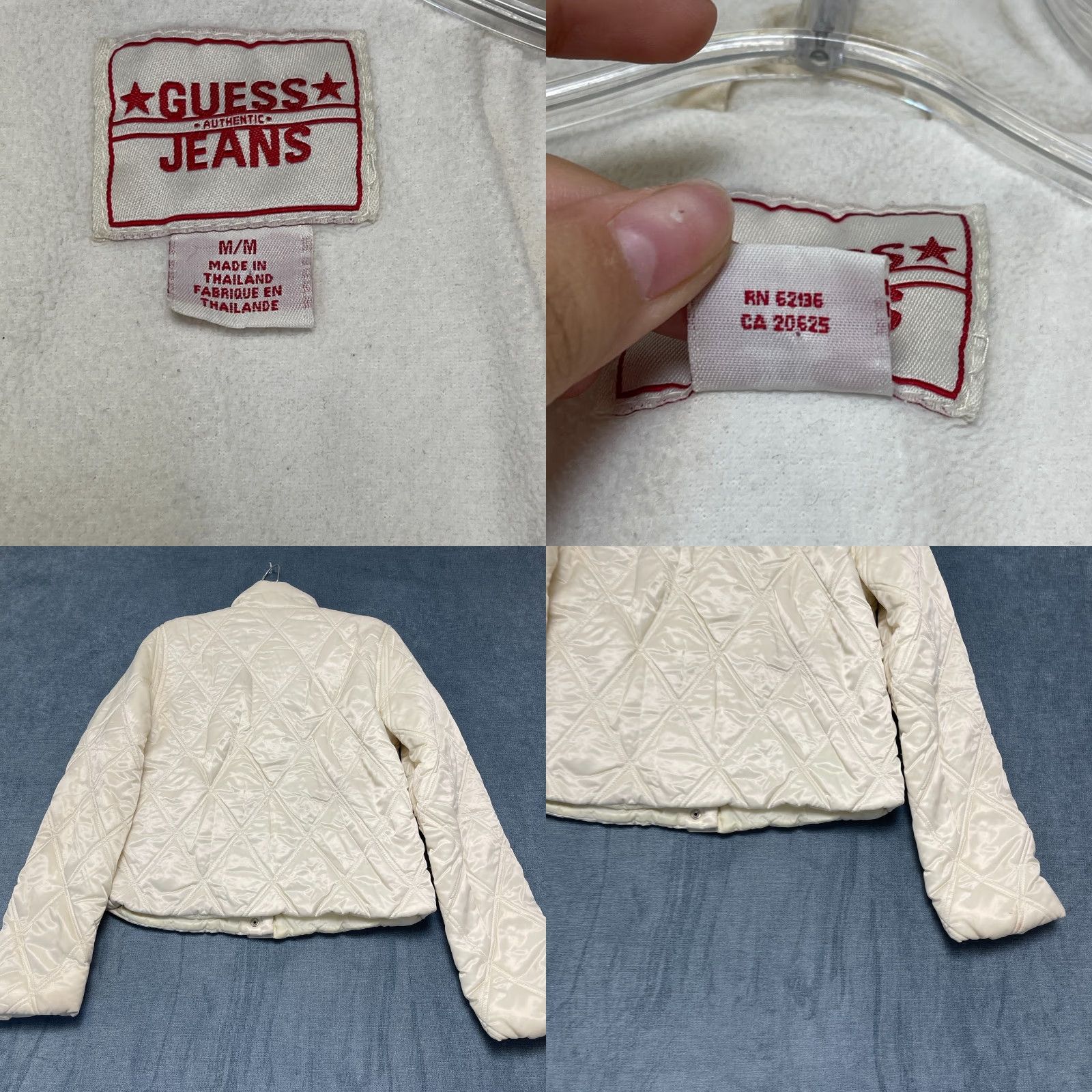 Guess VINTAGE Guess Puffer Jacket Womens M White Fleece Lined Quilted Snap Front Y2K Size M / US 6-8 / IT 42-44 - 8 Thumbnail