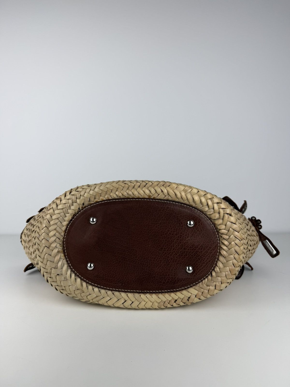 Miu Miu Vintage 90s archive miu miu raffia and leather tote bag Size ONE SIZE - 5 Thumbnail