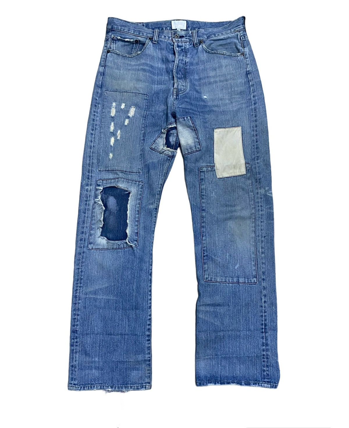 Helmut Lang Exhibitionist Patchwork Jeans Size US 33 - 1 Thumbnail