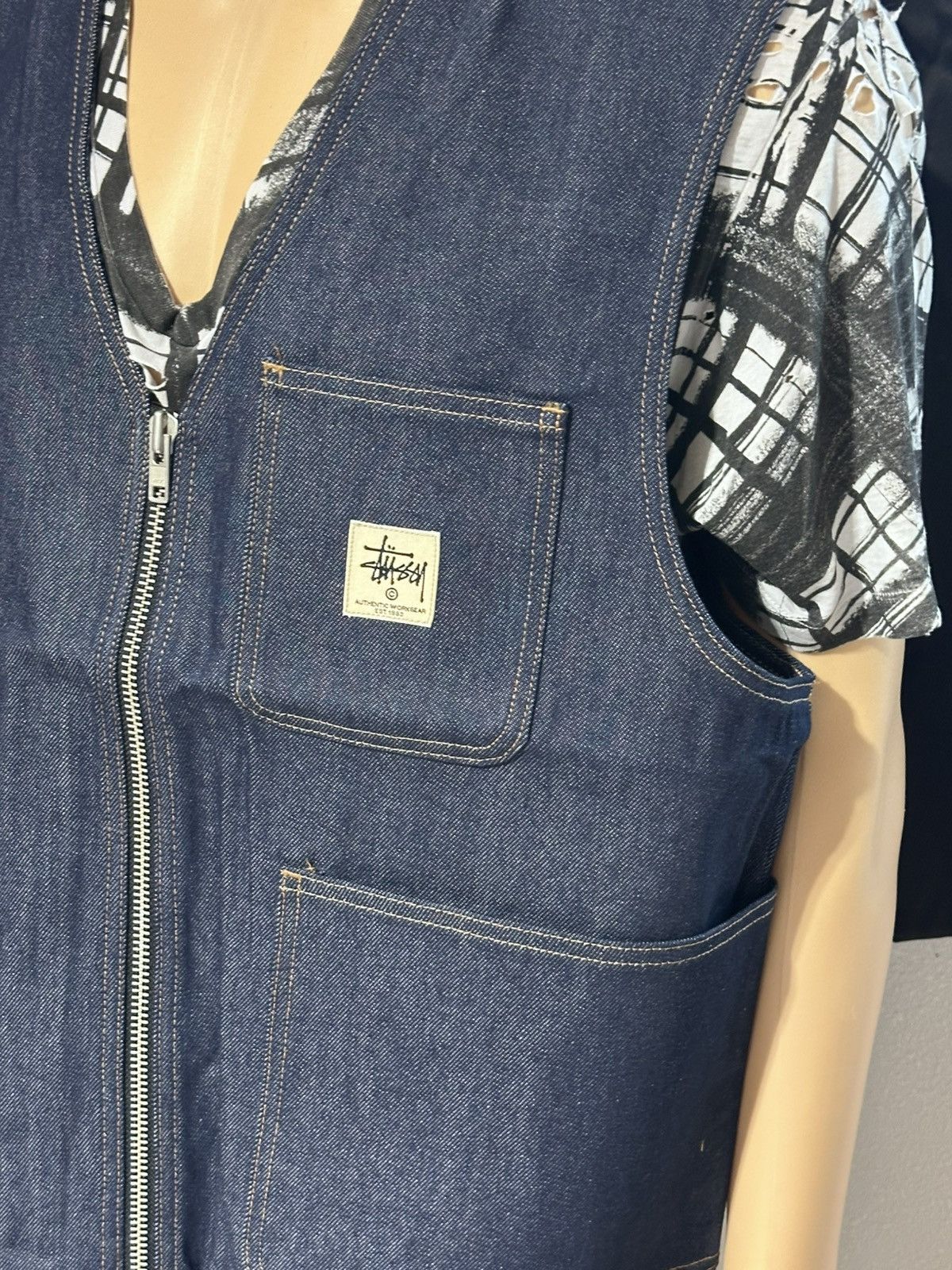 Stussy Stussy Denim Work Vest Size US XL / EU 56 / 4 - 2 Thumbnail