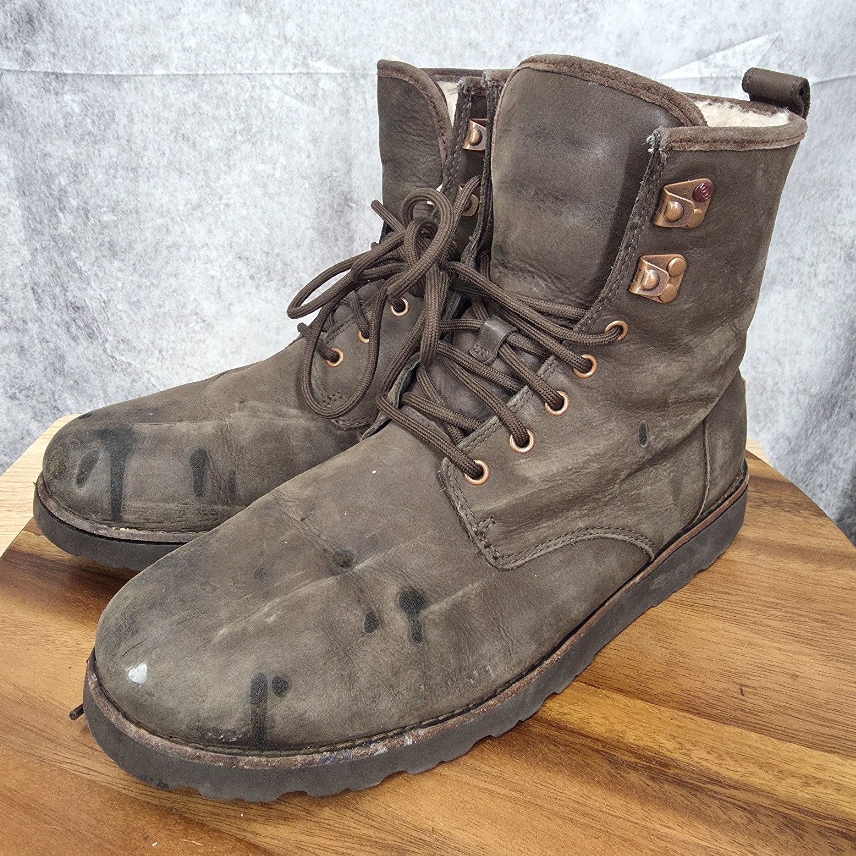 Ugg VINTAGE UGG Snow Boots Mens 10 Hannen Brown Leather Waterproof Shearling Lined Outdoor Size US 10 / EU 43 - 6 Thumbnail
