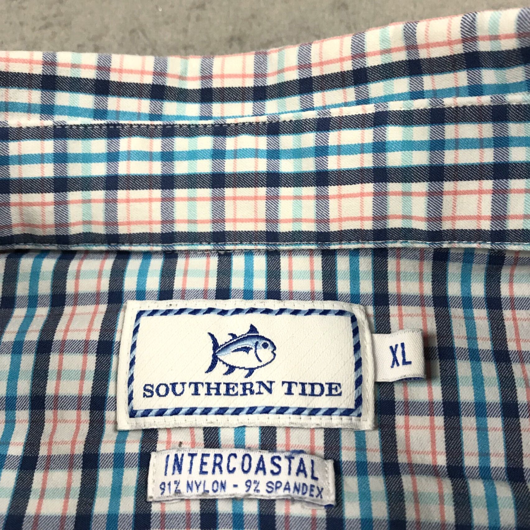 Southern Tide Southern Tide Shirt Mens XL Blue Pink Check Intercoastal Fishing Performance Size US XL / EU 56 / 4 - 5 Thumbnail