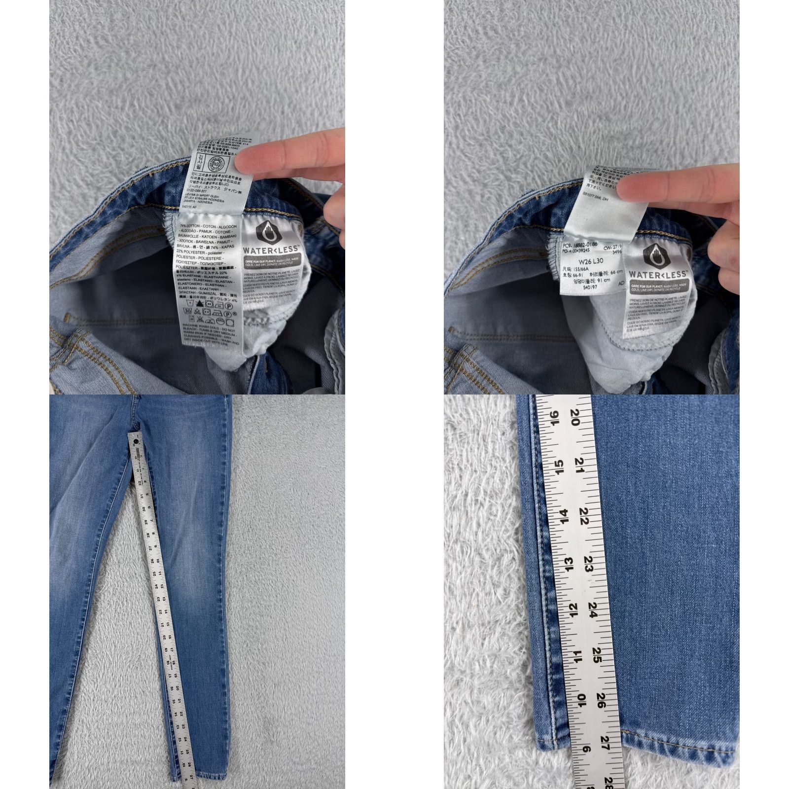 Levi's LEVI'S Jeans Women 26 Denim Blue Skinny High Rise 7xx Series 700 Distressed Stretch Cotton 27 Inseam Regular Fit Womens Jeans Size 26" / US 2 / IT 38 - 8 Thumbnail