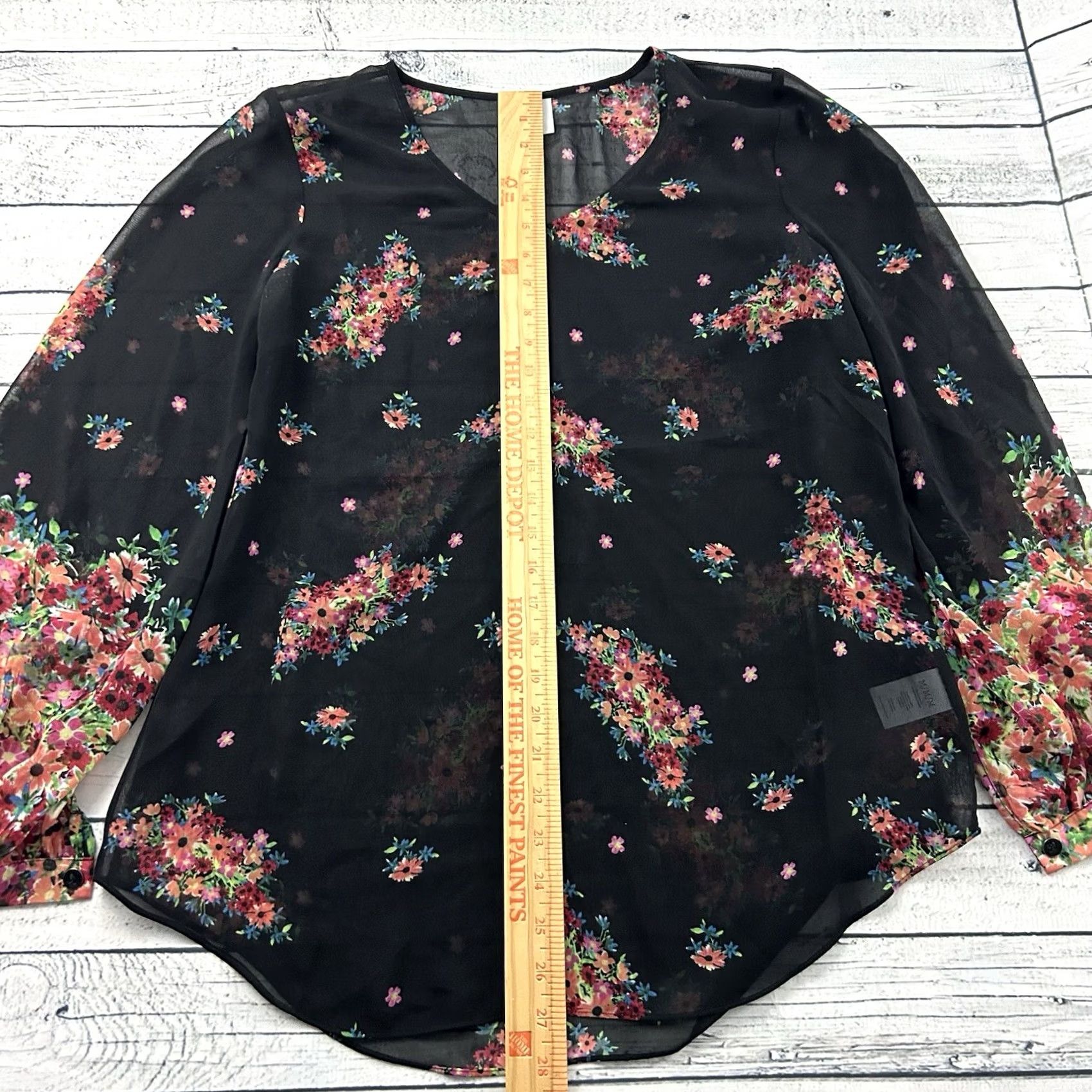 Vintage CAbi Blouse Long Sleeve Sheer Floral Top Women's M Black Size M / US 6-8 / IT 42-44 - 3 Thumbnail