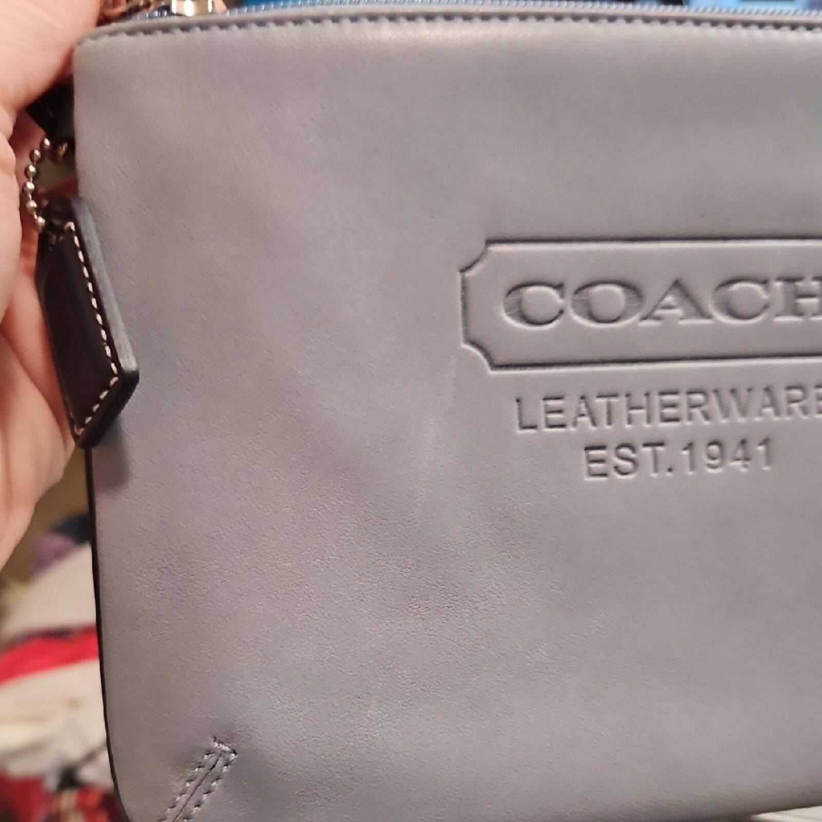 Coach Coach Embossed Leather Wristlet - Light Gray Size ONE SIZE - 5 Thumbnail