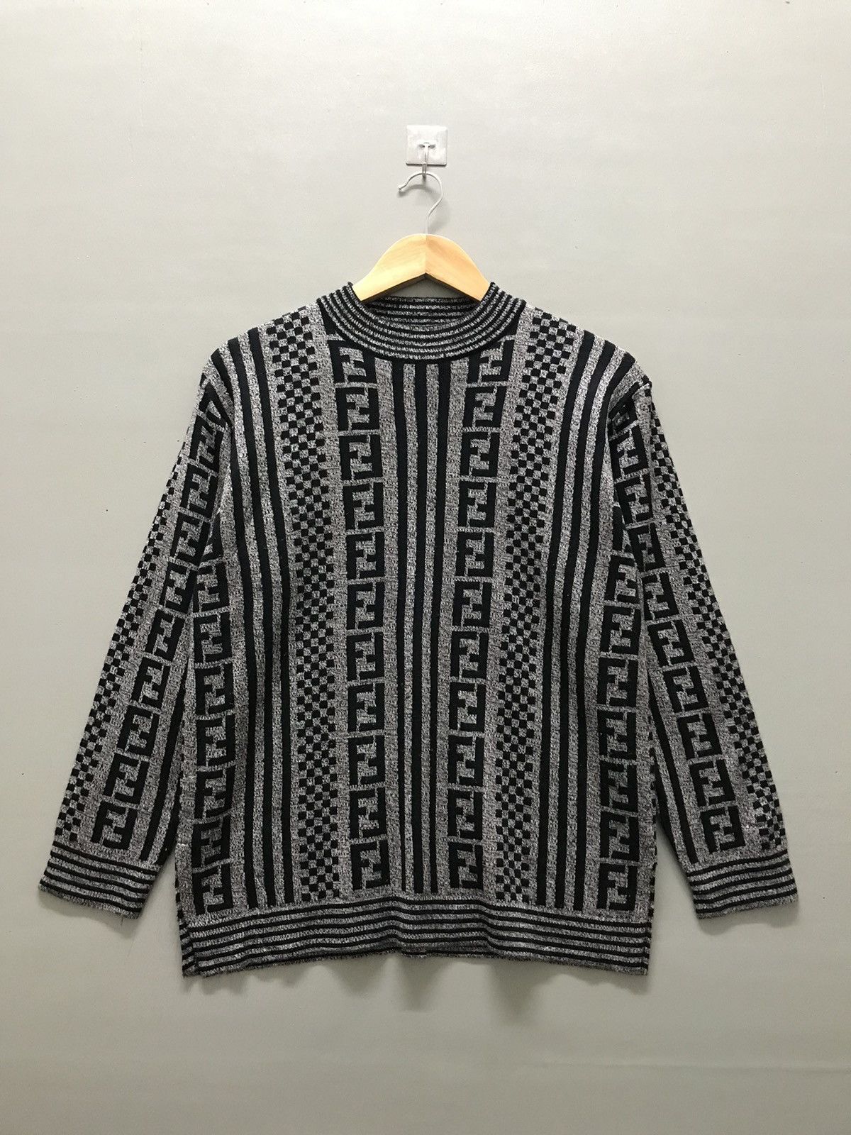 image of Fendi Monogram Pullover Sweatshirt in Grey, Men's (Size Medium)