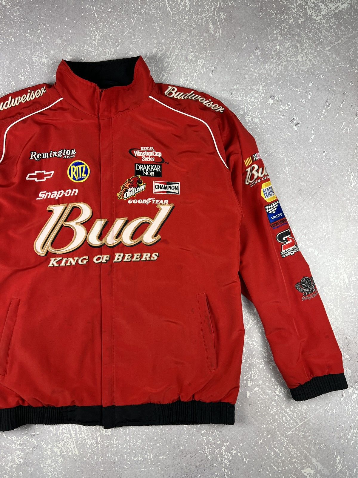 NASCAR Vintage Bud Nascar Racing Jacket with patches XXL Mens Red Size US XXL / EU 58 / 5 - 2 Thumbnail