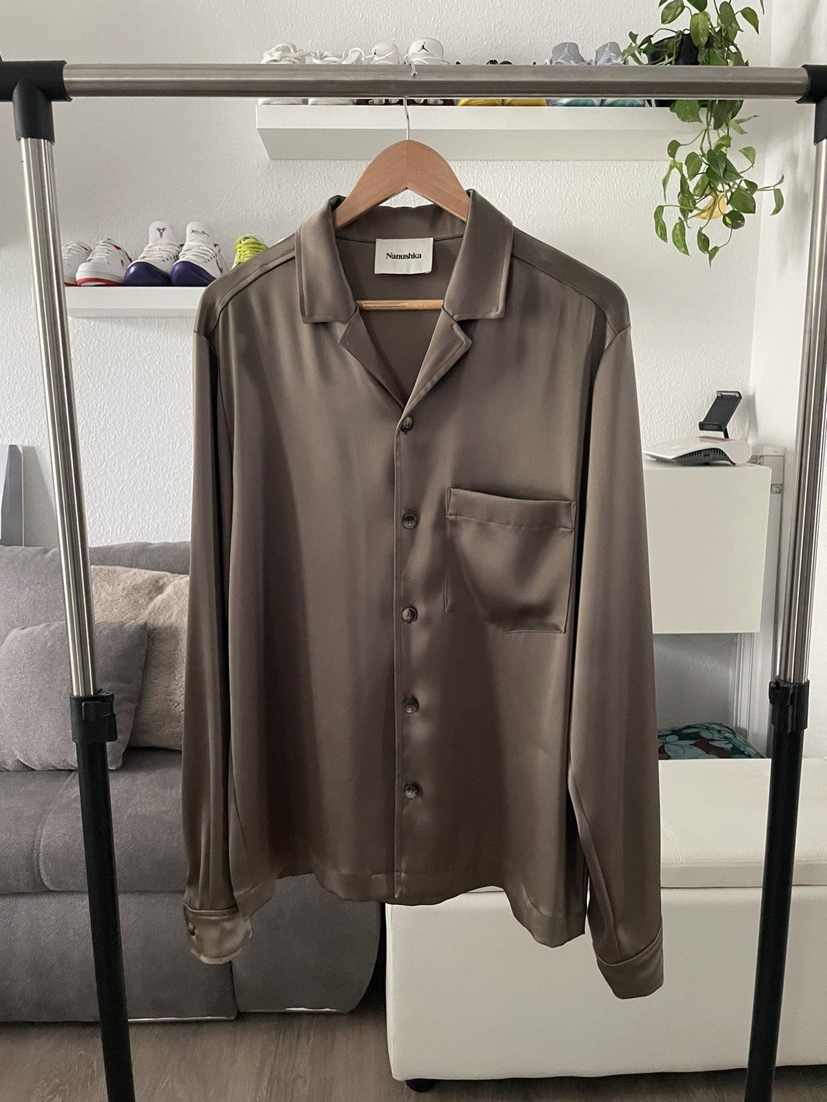 Nanushka Nanushka Silk Optic Khaki Brown Size US M / EU 48-50 / 2 - 1 Thumbnail