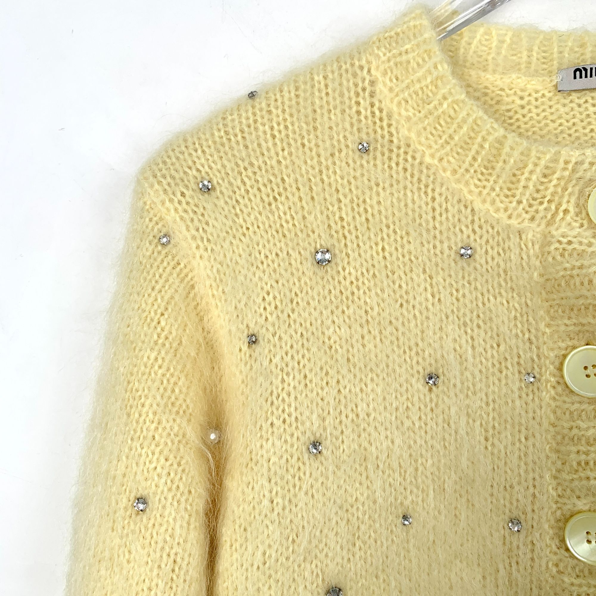 Miu Miu Miu Miu Yellow Crystal-Embellished Knit Cardigan Sweater But Size XS / US 0-2 / IT 36-38 - 3 Thumbnail