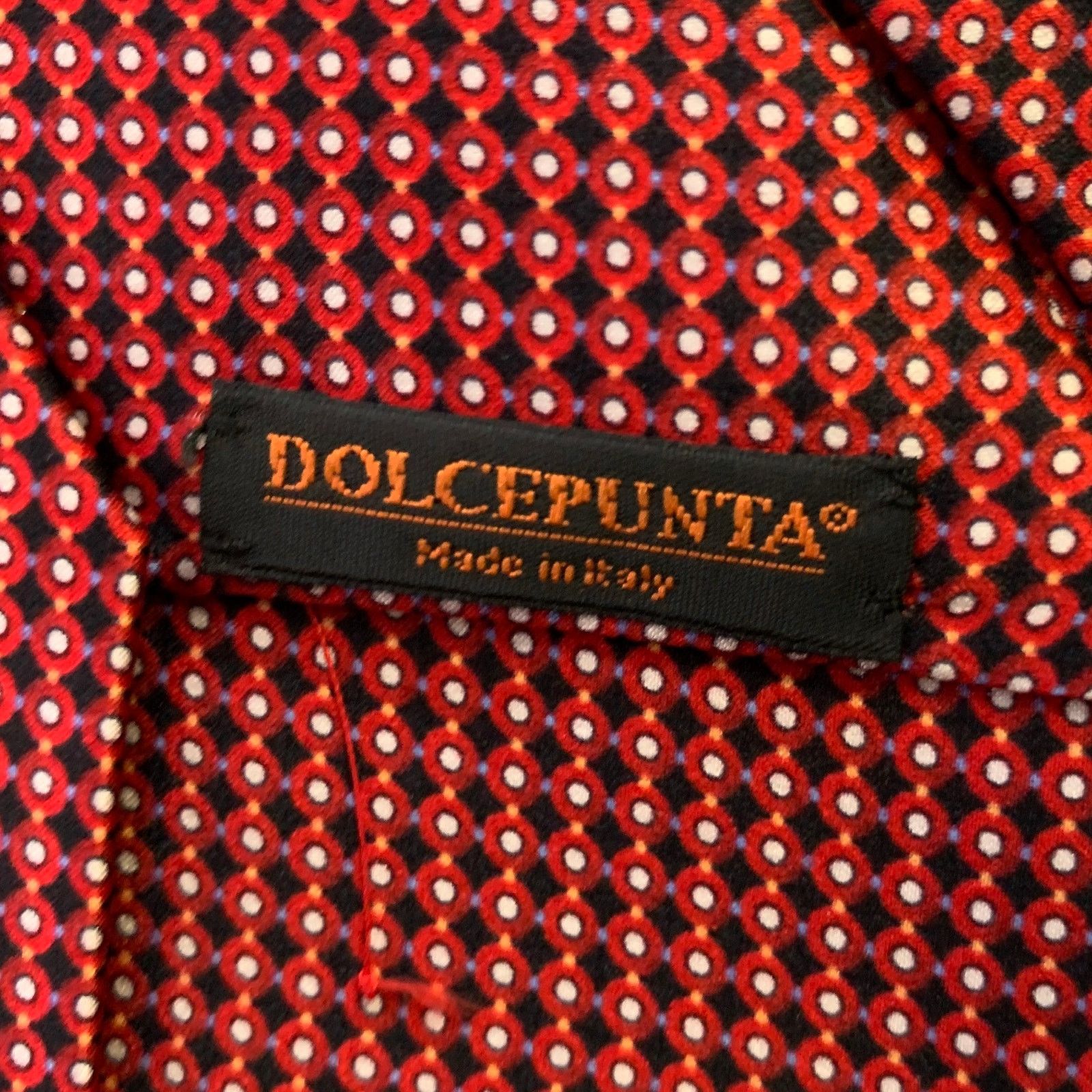 Dolcepunta DOLCEPUNTA Red Black Polka Dot Foulard Silk Tie Size ONE SIZE - 3 Thumbnail