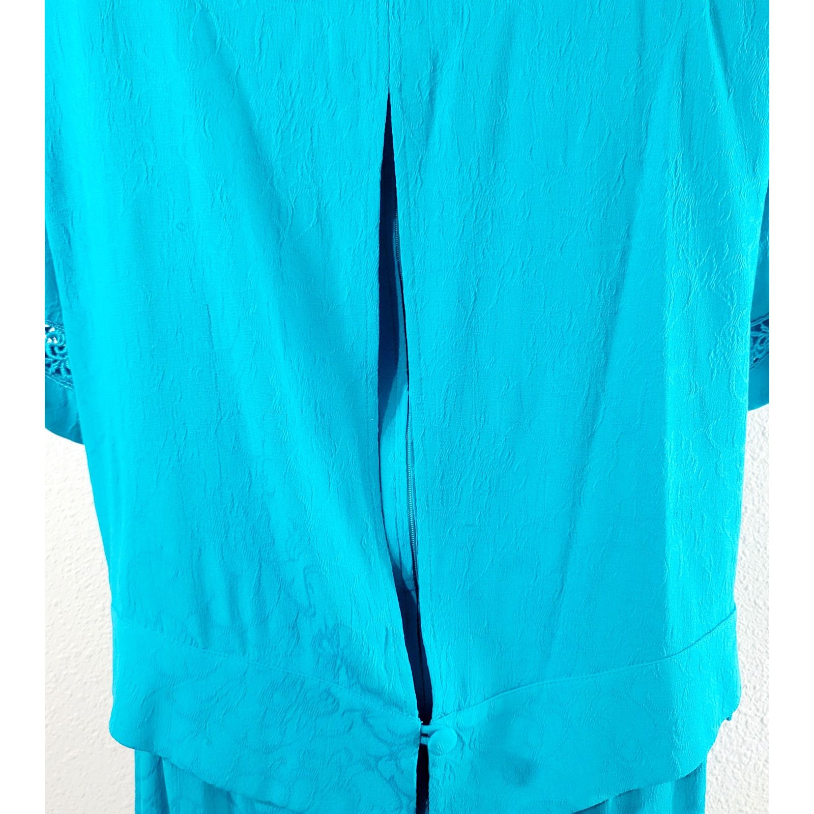Other Karin Stevens Teal Blue 2 Piece Women's Dress 12 Embroidered Size XL / US 12-14 / IT 48-50 - 7 Thumbnail