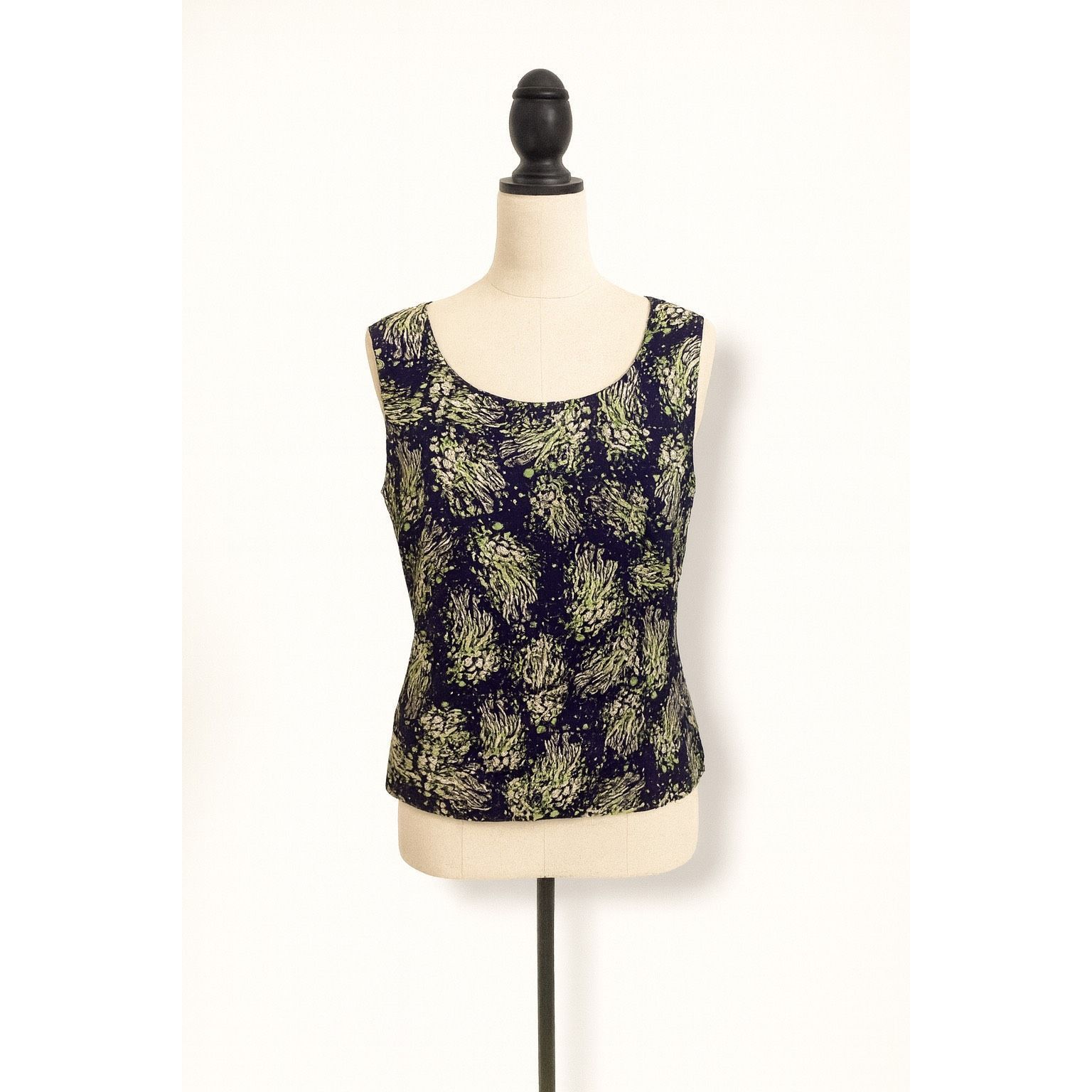 Other St. John Silk Stretch Abstract Tank Top Blue Green Pattern S Size S / US 4 / IT 40 - 1 Thumbnail
