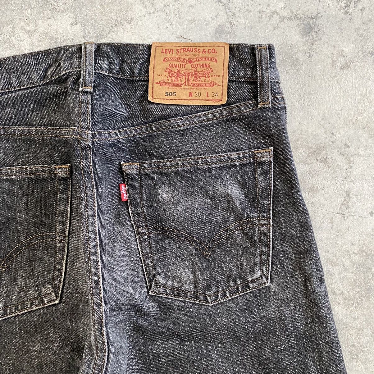 Levi's Vintage 90’s Levis 505 Washed Black Denim Jeans Size US 30 / EU 46 - 20 Thumbnail