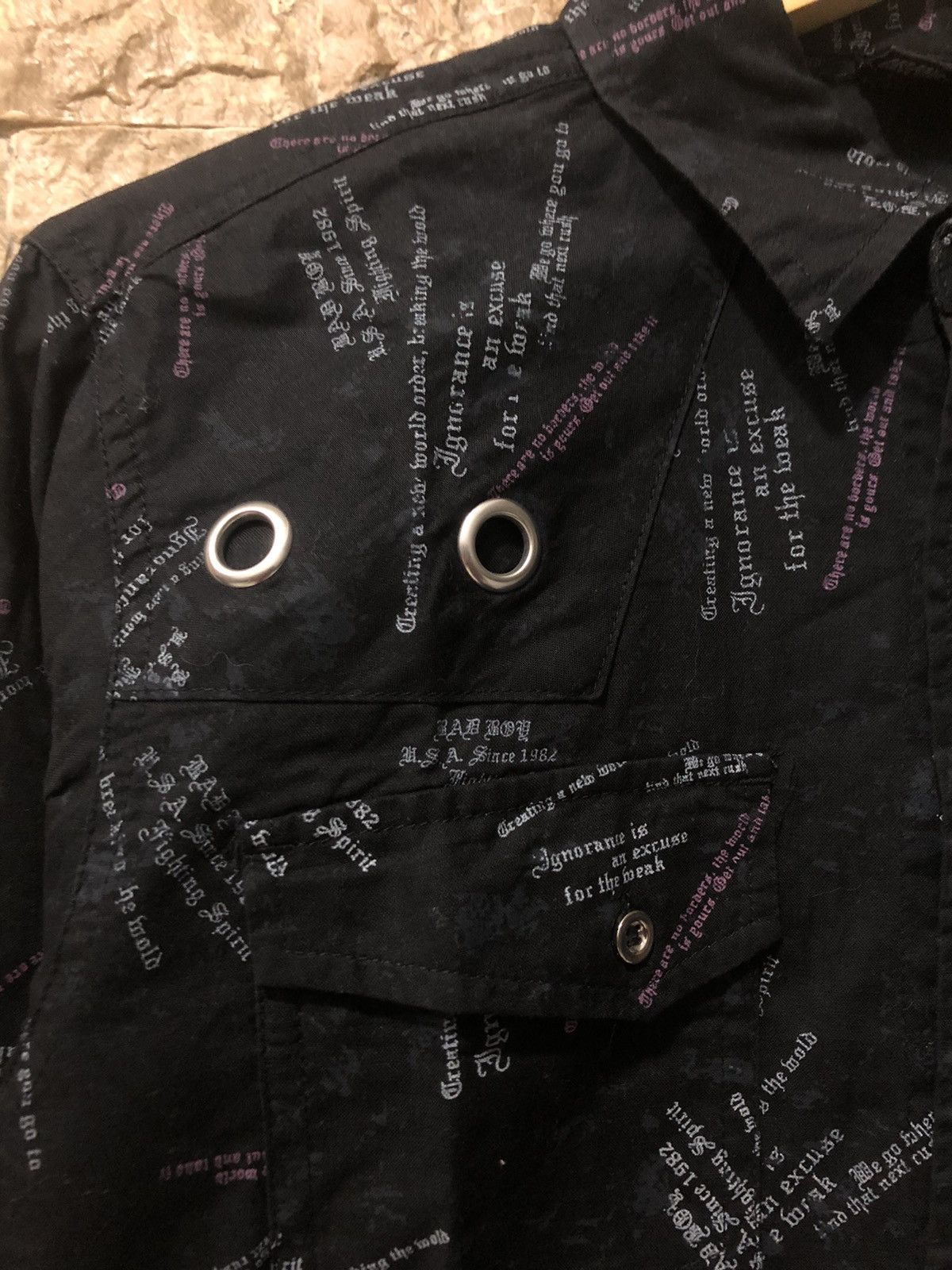 If Six Was Nine × Japanese Brand × Le Grande Bleu (L.G.B.) Y2k badboy poem gothic full print shirt Size US M / EU 48-50 / 2 - 2 Thumbnail