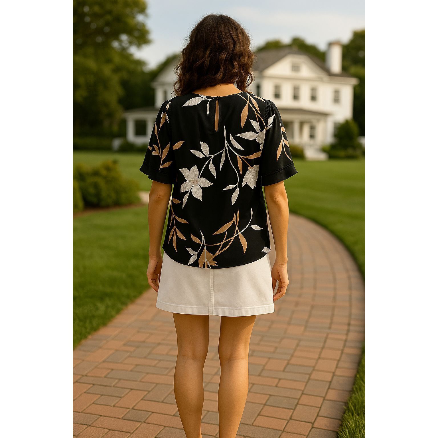 Ann Taylor Ann Taylor SP Black Floral Blouse Flutter Sleeves Lightweigh Size S / US 4 / IT 40 - 4 Thumbnail