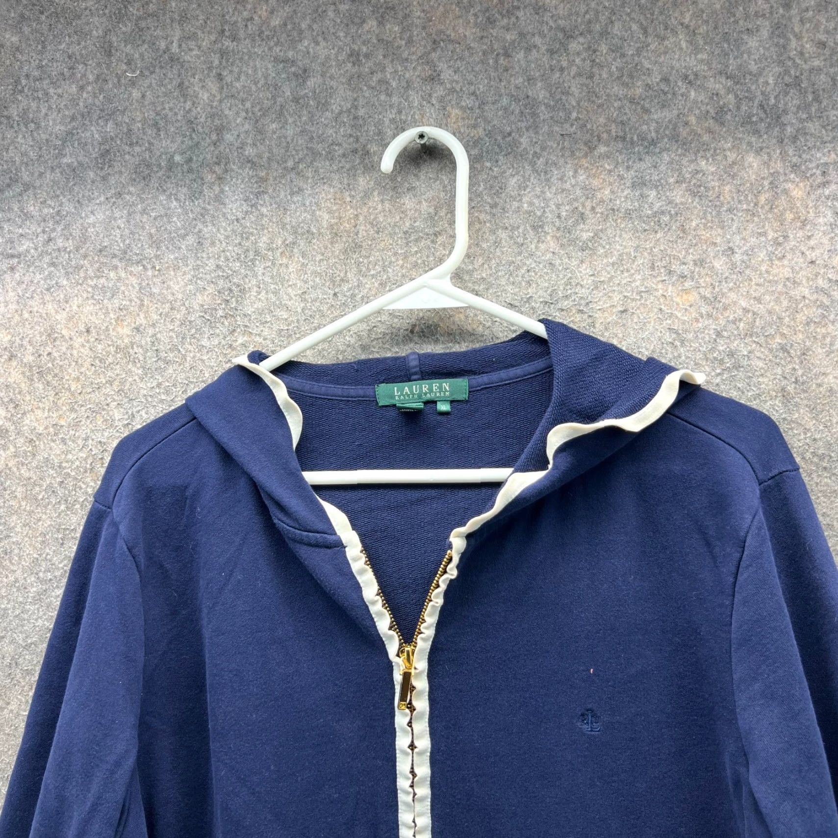 Ralph Lauren VINTAGE Lauren Ralph Lauren Jacket Hoodie Womens XL Blue Full Zip Utility Sweatshirt LRL Women’s Hooded Pockets Fleece Size XL / US 12-14 / IT 48-50 - 4 Thumbnail