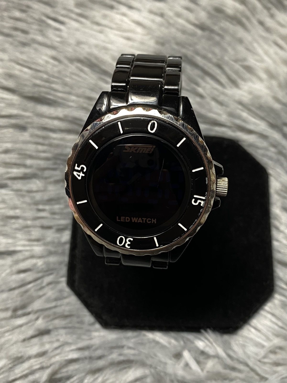 Japanese Brand Sleek LED Watch, Black Metal Strap - Japanese Brand Size ONE SIZE - 3 Thumbnail