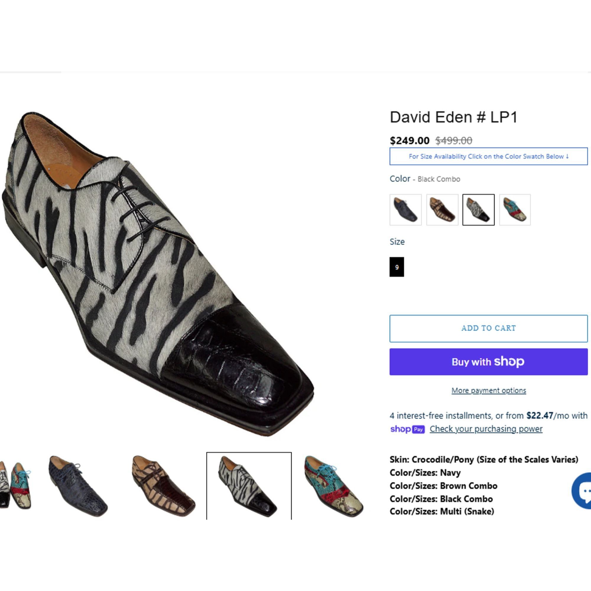 David Eden Vintage David Eden Men 9 Alligator Pony Hair Zebra Spectator Size US 9 / EU 42 - 9 Thumbnail