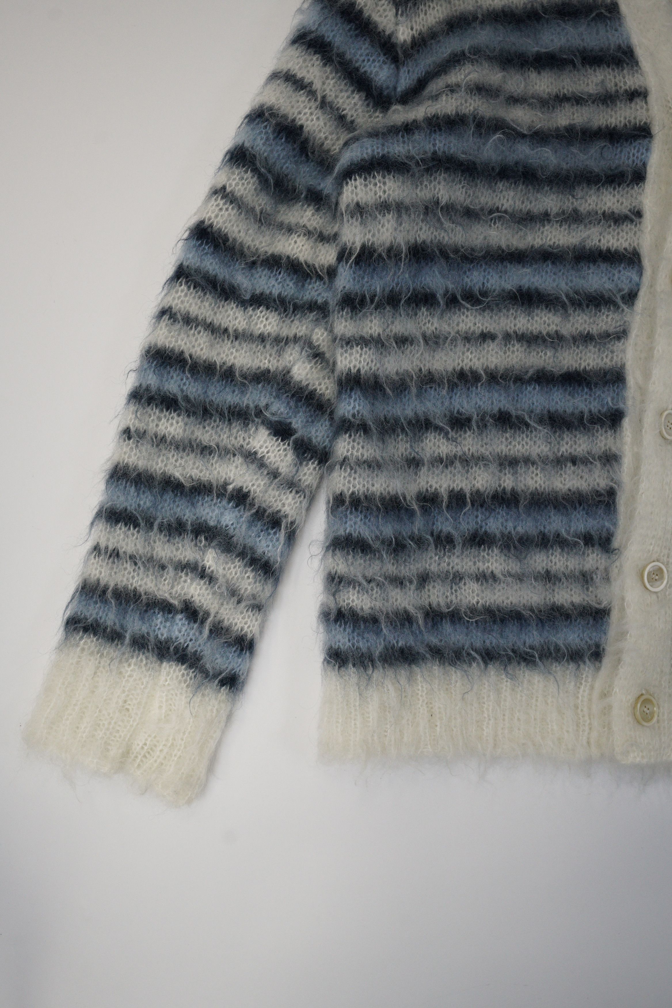Marni Marni Striped Mohair Cardigan Lily White Blue Size US M / EU 48-50 / 2 - 3 Thumbnail