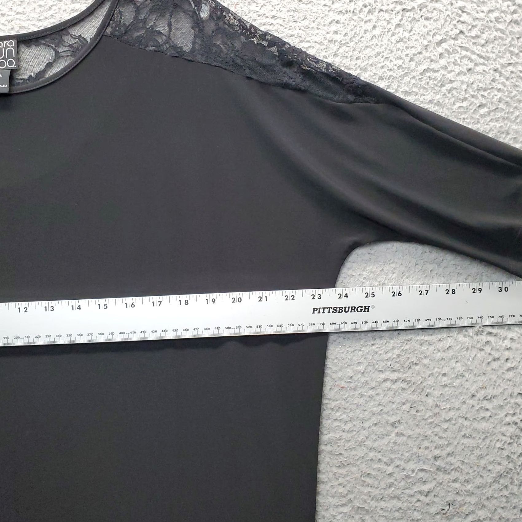 Vintage Clara Sun Woo Blouse Womens XL Black Lace Detail Short Sleeve Pullover USA Size XL / US 12-14 / IT 48-50 - 4 Thumbnail