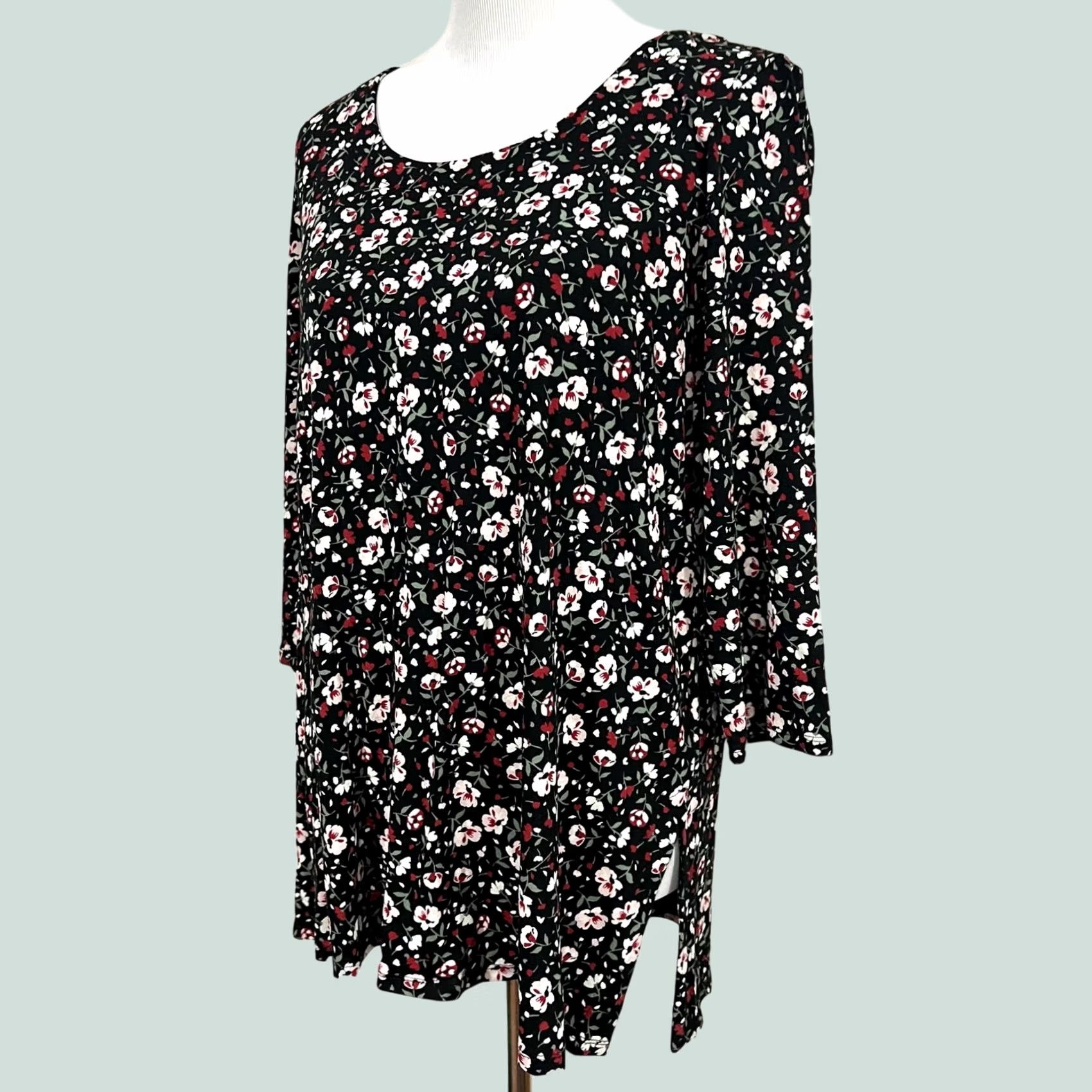 J. Jill J.Jill Wearever Tunic Top Blouse Floral Jersey Knit Stretch Sz M Multicolor Womens Size M / US 6-8 / IT 42-44 - 1 Thumbnail