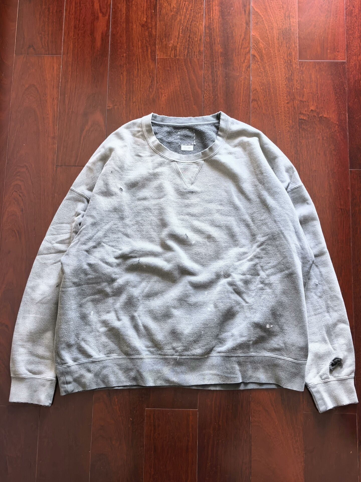 visvim distressed crew neck sweatshirt