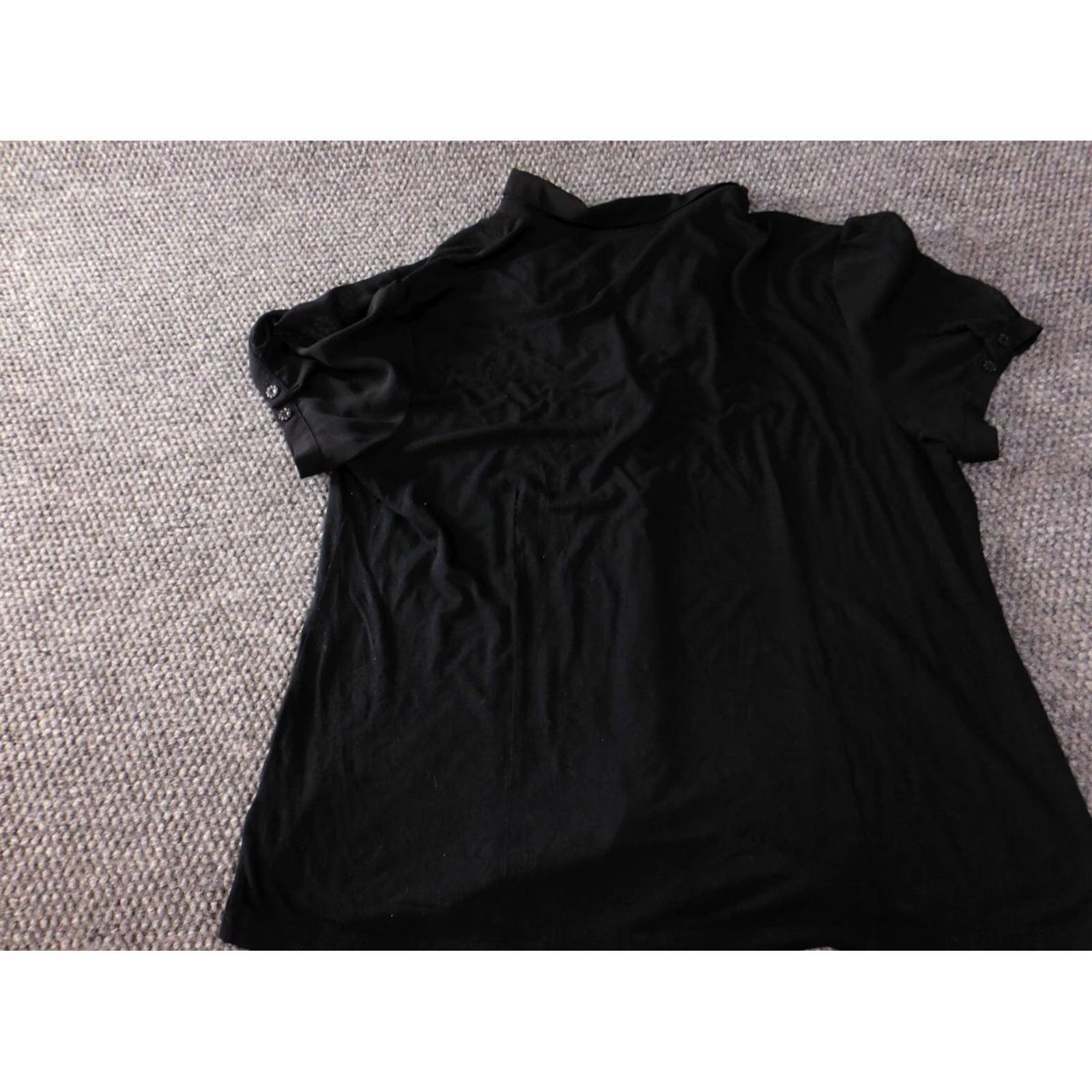 JM Collection JM Collection Button-Up Shirt Womens Large Black Rayon Spandex Short Sleeve Casual Classic Knit Stretch Size L / US 10 / IT 46 - 7 Thumbnail