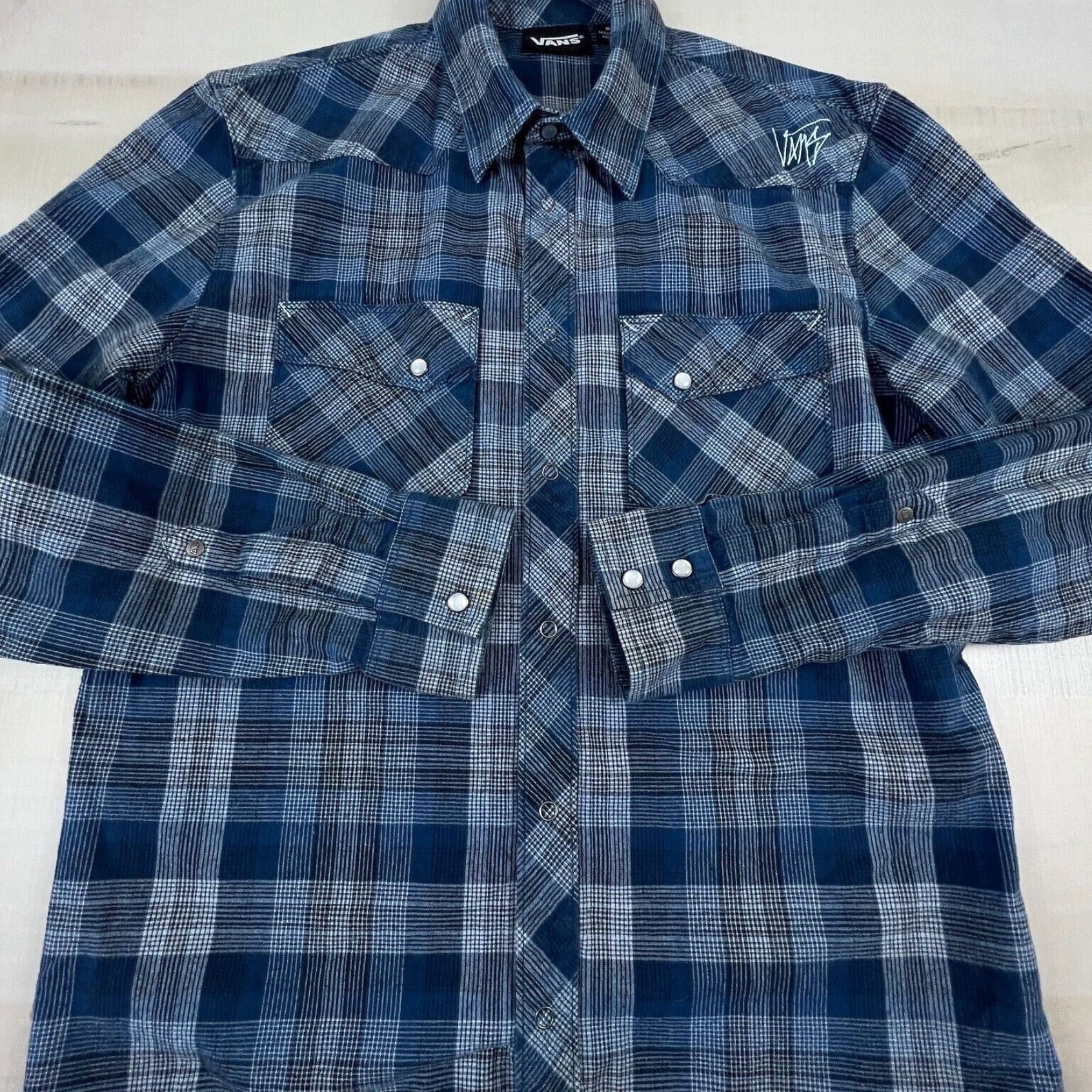Vans Vans Mens Small Blue Plaid Flannel Long Sleeve Button Up Shirt Size US S / EU 44-46 / 1 - 6 Thumbnail