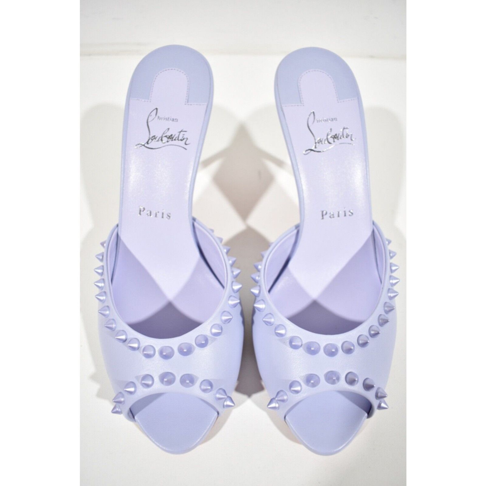 Christian Louboutin Me Dolly Spike 85 Skylight Purple Sandal Mule Heel Pump 38 Size US 8 / IT 38 - 5 Thumbnail