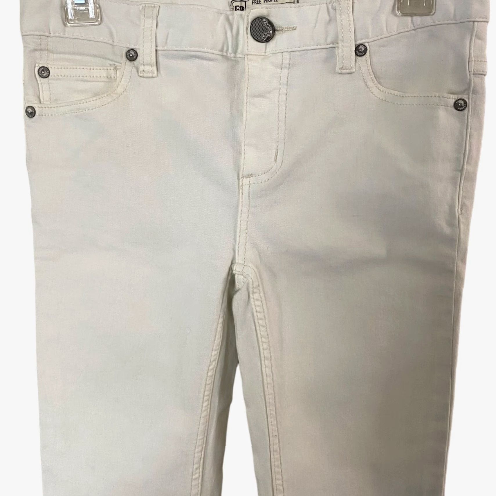 Free People Free People Jeans Womens Mid-Rise Skinny Ankle White Denim Stretch Distressed 26 Size 26" / US 2 / IT 38 - 5 Thumbnail