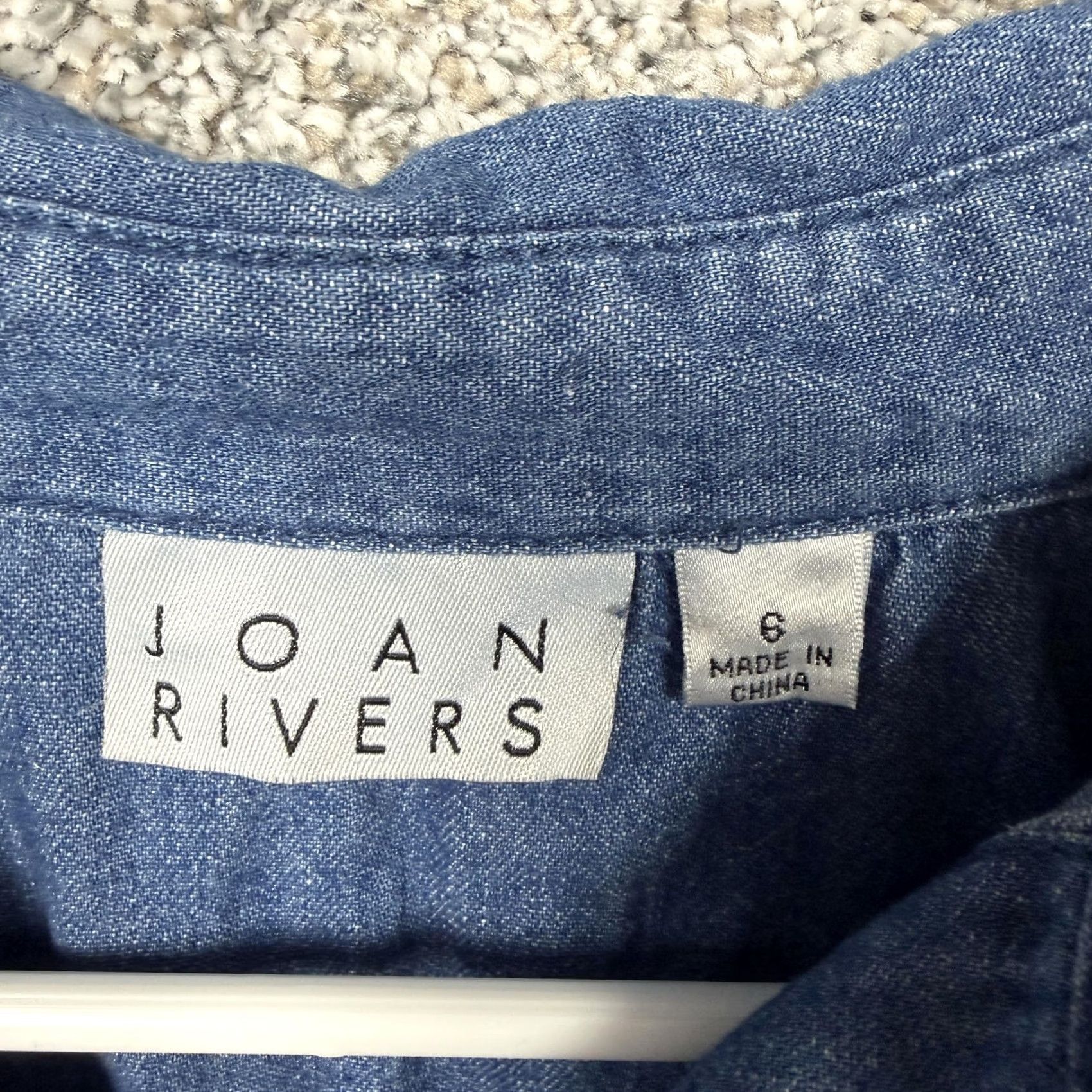 Vintage Joan Rivers Tunic Blouse Blue Cotton Denim Long Sleeve Collared Asymmetrical Hem Casual Top Women Size 6 Size M / US 6-8 / IT 42-44 - 5 Thumbnail