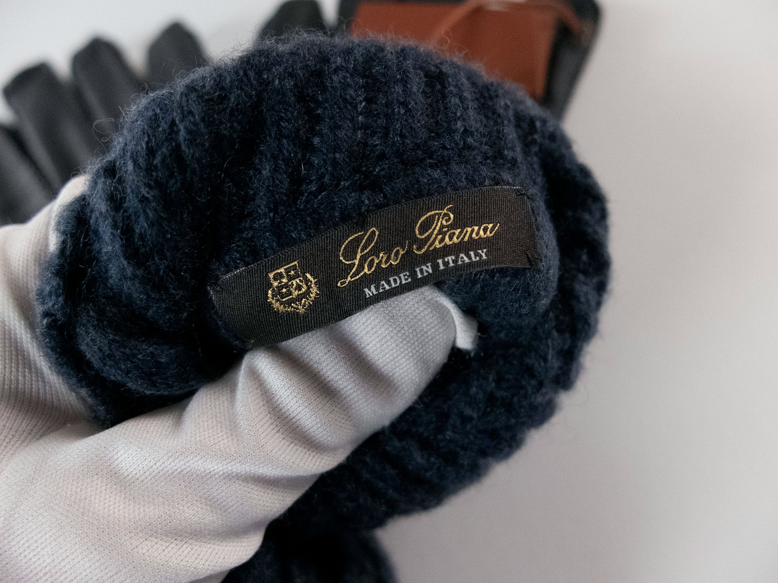 Loro Piana LORO PIANA navy deer leather & baby cashmere gloves Large Size ONE SIZE - 6 Thumbnail