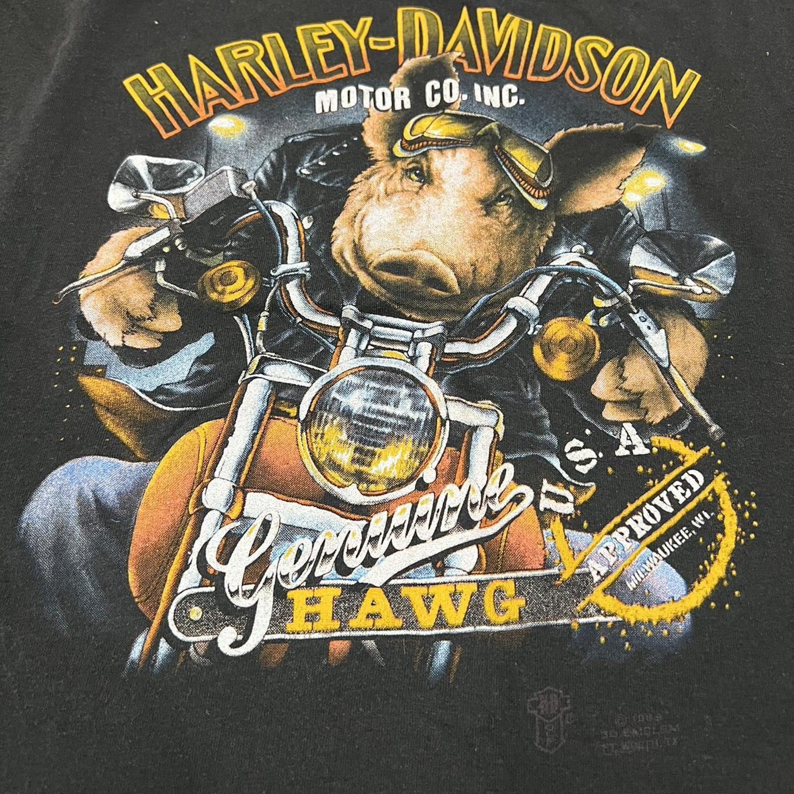 Harley Davidson Vintage 80s Harley Davidson 3D Emblem Hog Tank Top T-shirt Size US L / EU 52-54 / 3 - 4 Thumbnail