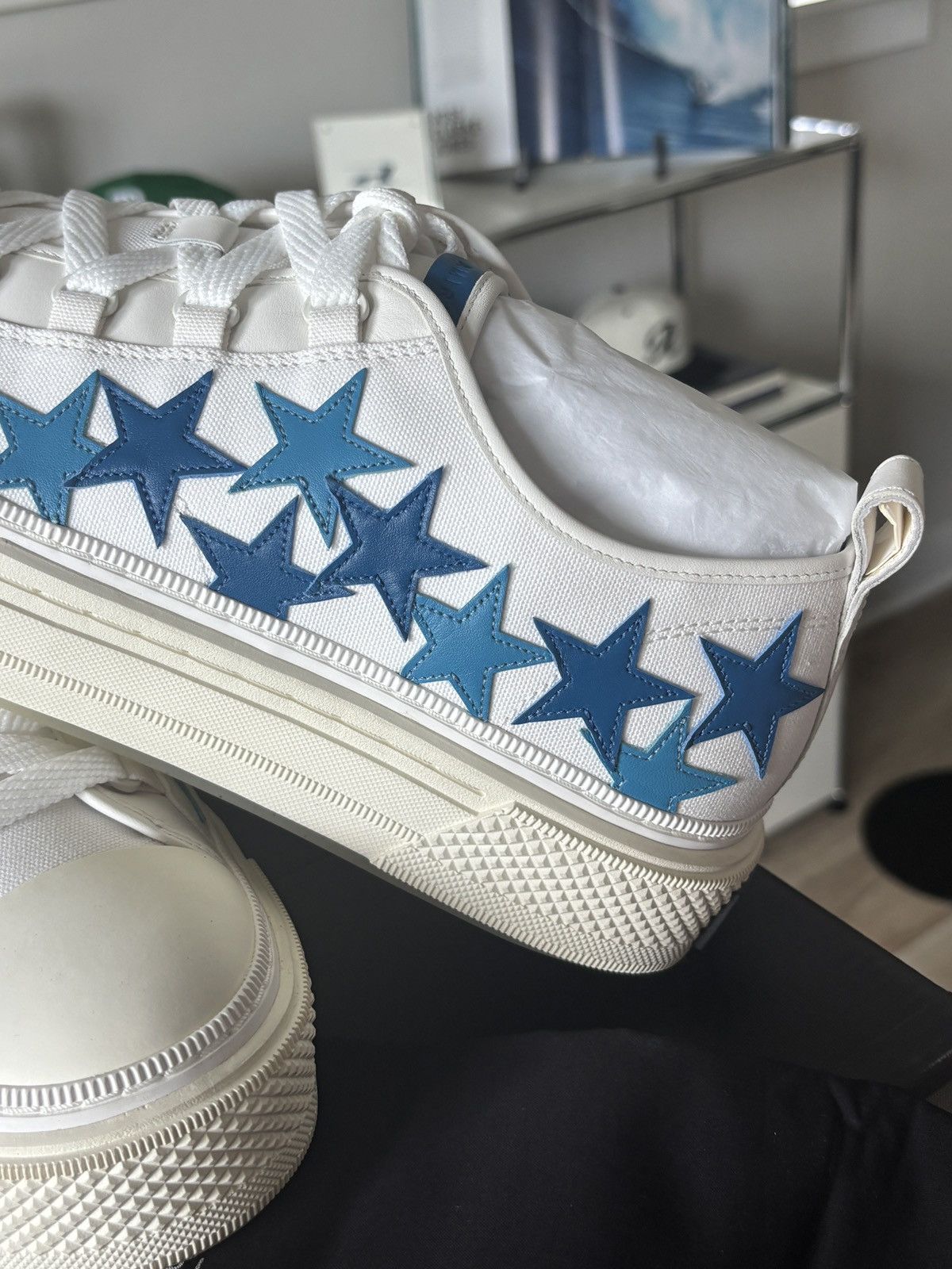 Amiri AMIRI | STAR PATCH LEATHER BLUE SNEAKER LOGO Size US 14 / EU 47 - 5 Thumbnail