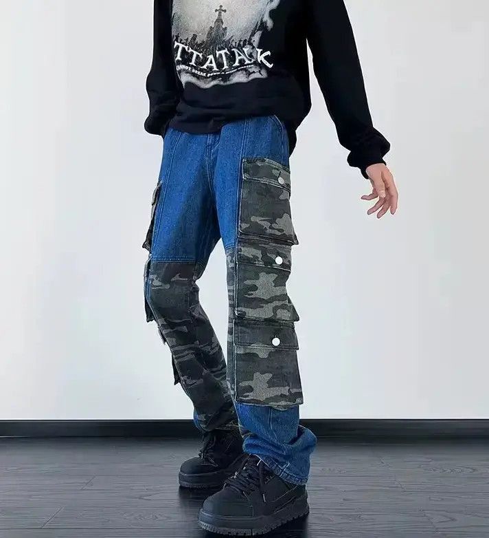 Japanese Brand camouflage Patchwork baggy cargo jeans Size US 32 / EU 48 - 2 Thumbnail