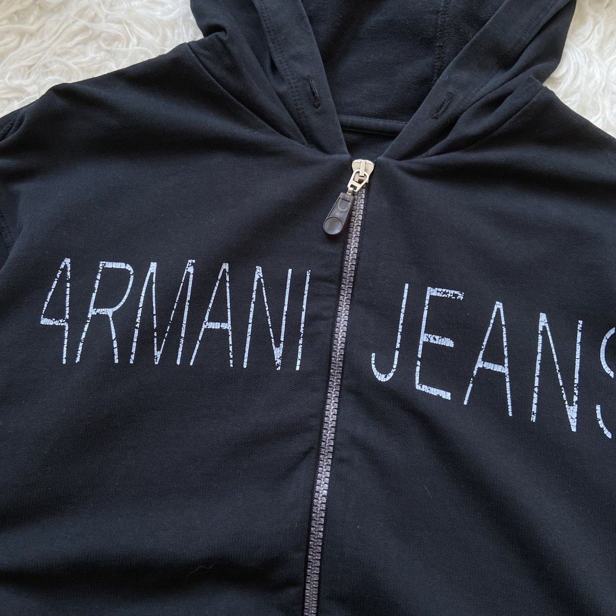 Armani 📌 Crazy Vintage Armani Jeans Crop Y2K Zip-Up Hoodie Size M / US 6-8 / IT 42-44 - 5 Thumbnail