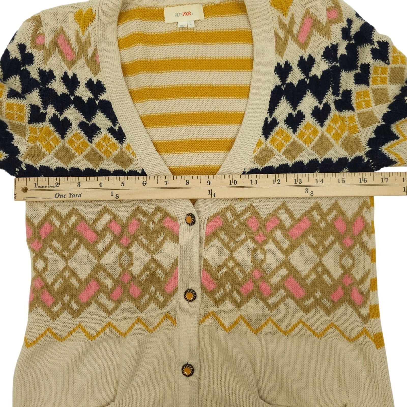 Anthropologie Fiets Voor 2 Anthropologie Fair Isle Knit Cardigan Sweater S Size S / US 4 / IT 40 - 3 Thumbnail