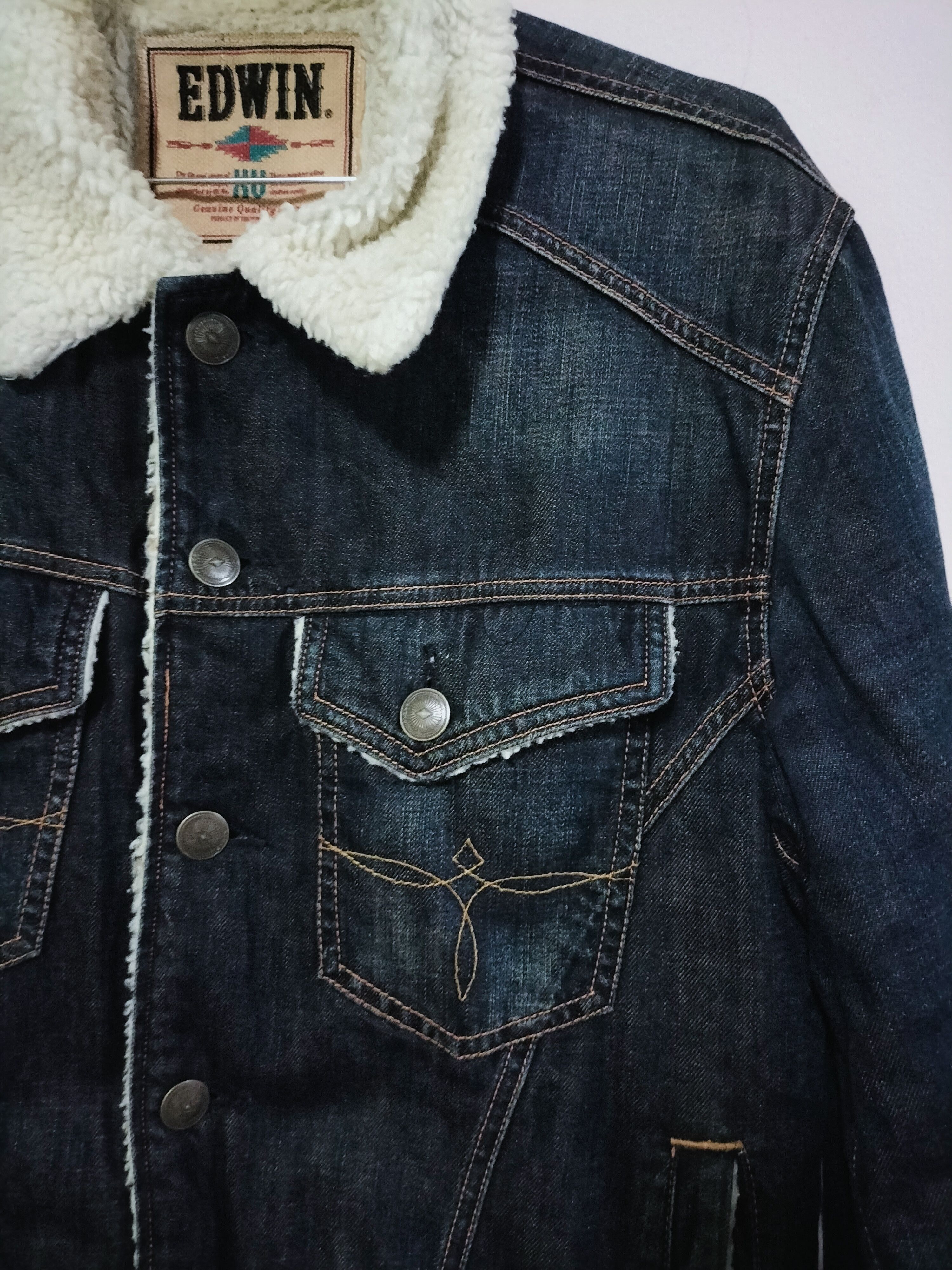 Edwin Vintage Edwin Sherpa Autumn Denim Jacket Cowboy Size US L / EU 52-54 / 3 - 10 Thumbnail